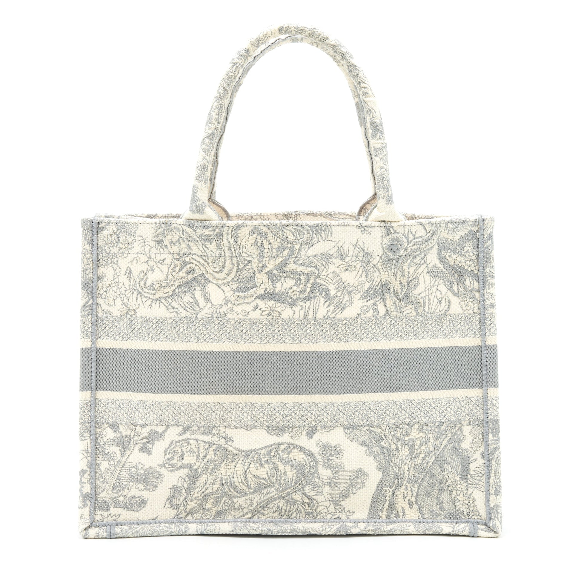 Dior Book Tote Toile De Jouy Embroidery Grey Small Tote Bag
