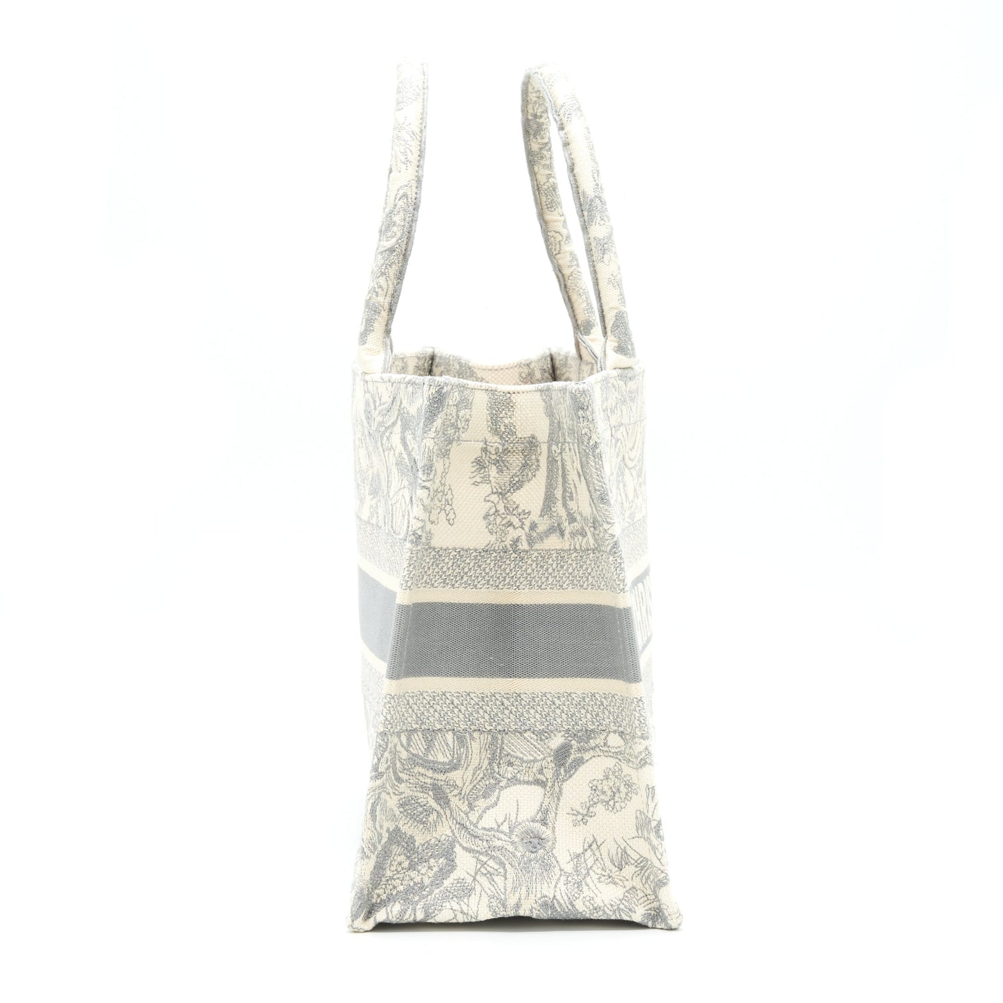 Dior Book Tote Toile De Jouy Embroidery Grey Small Tote Bag