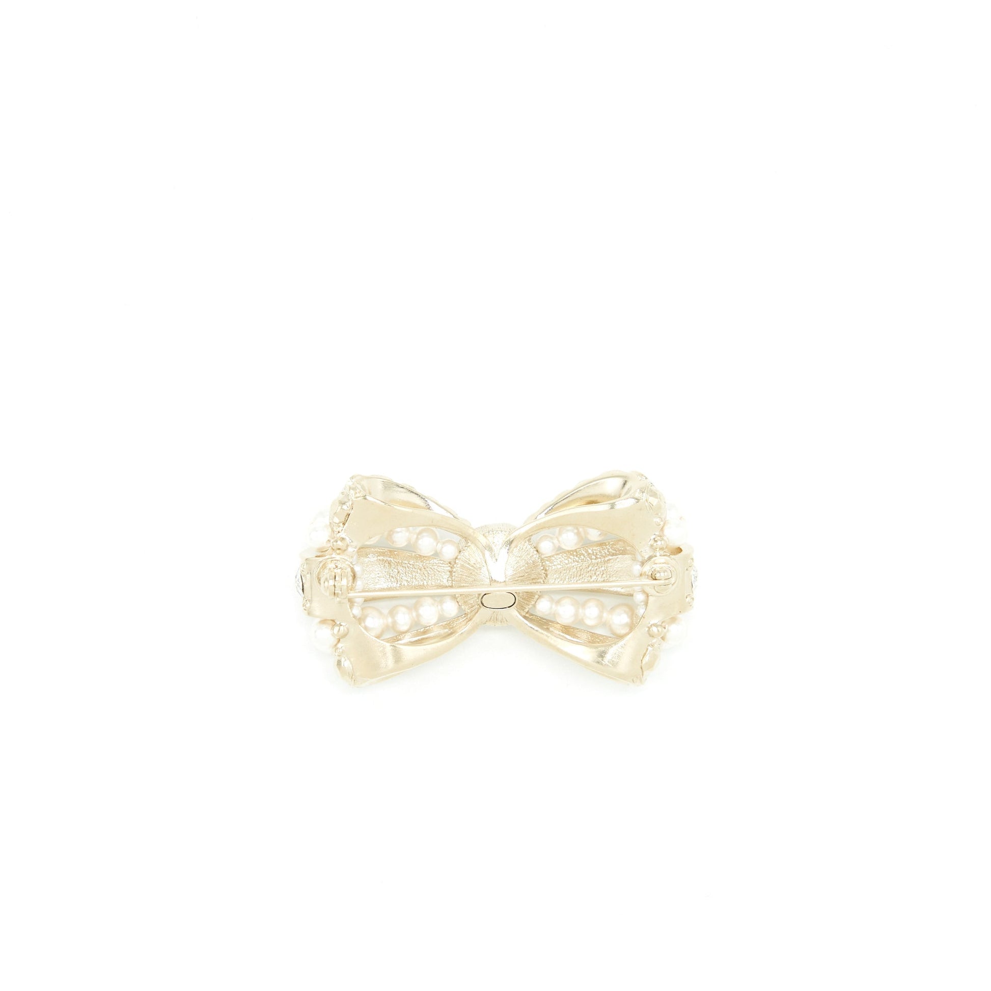 Chanel Bow Brooch Pearls Crystals LGHW Handbag