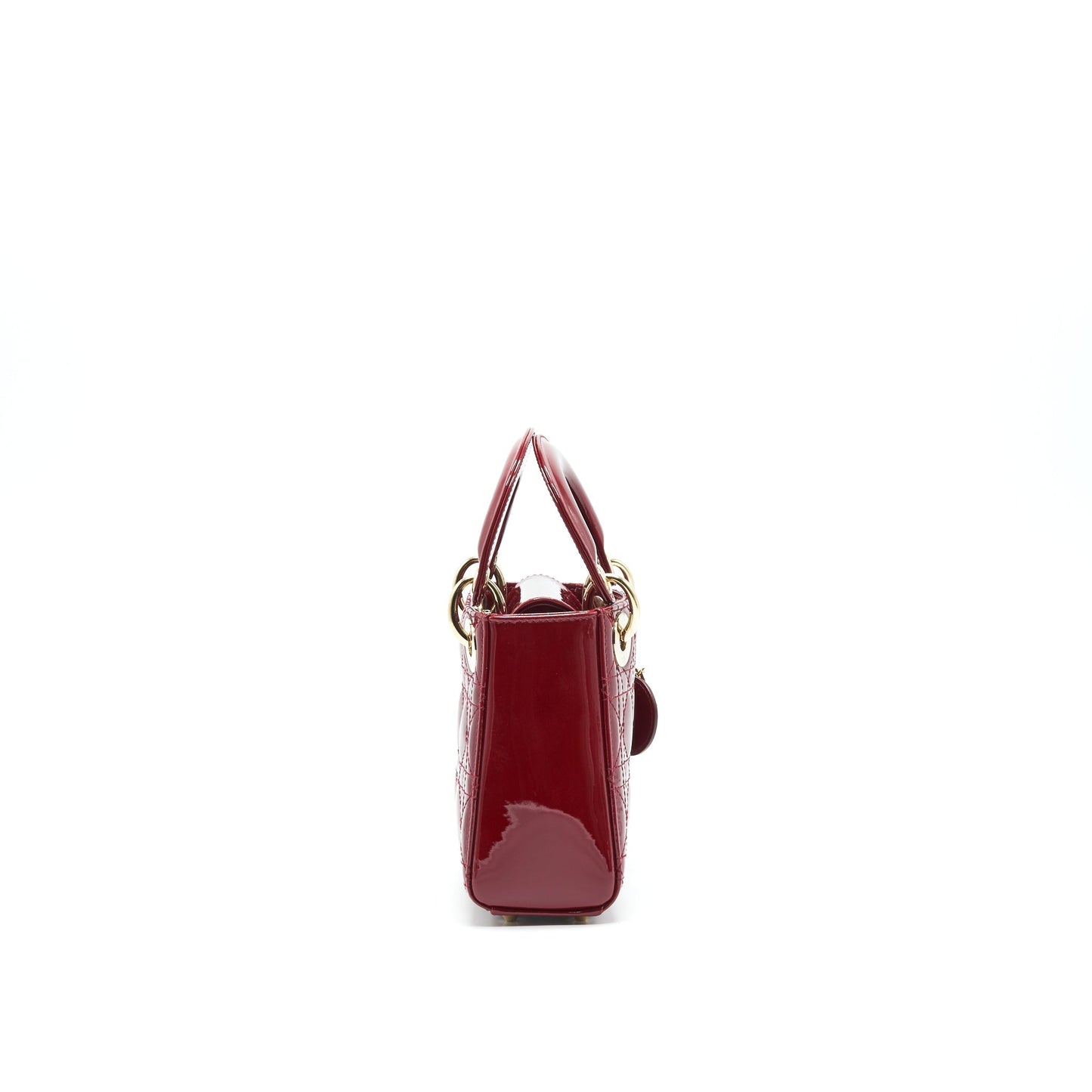 Dior Lady Patent With Handbag Leather Red Travel Bag