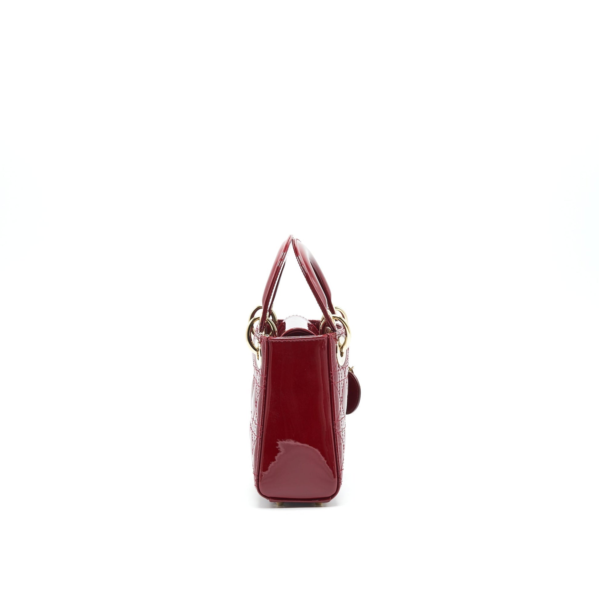 Dior Lady Patent With Handbag Leather Red Travel Bag