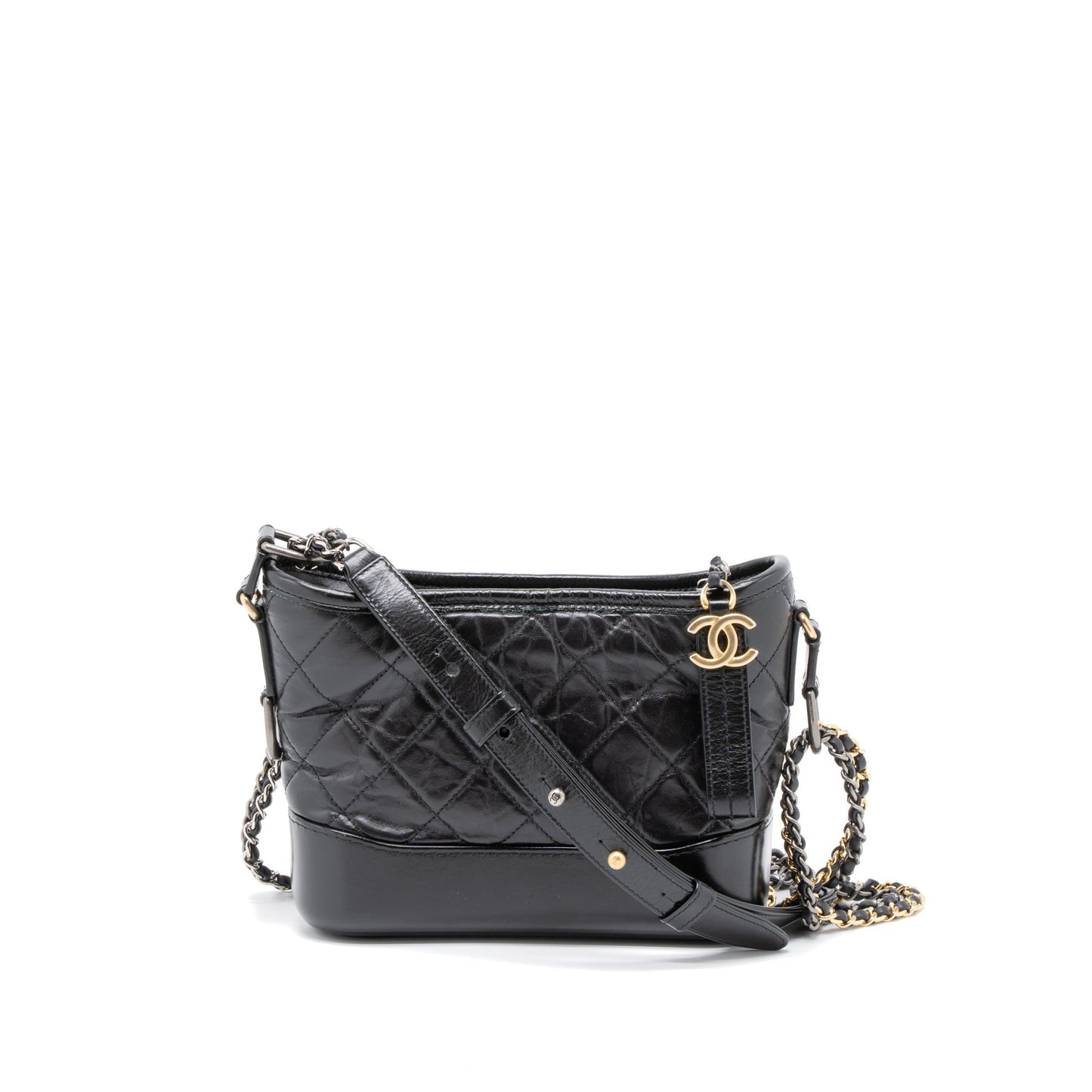 Chanel Gabrielle Hobo Aged Calfskin Hardware Multicolour Black Small Shoulder Bag