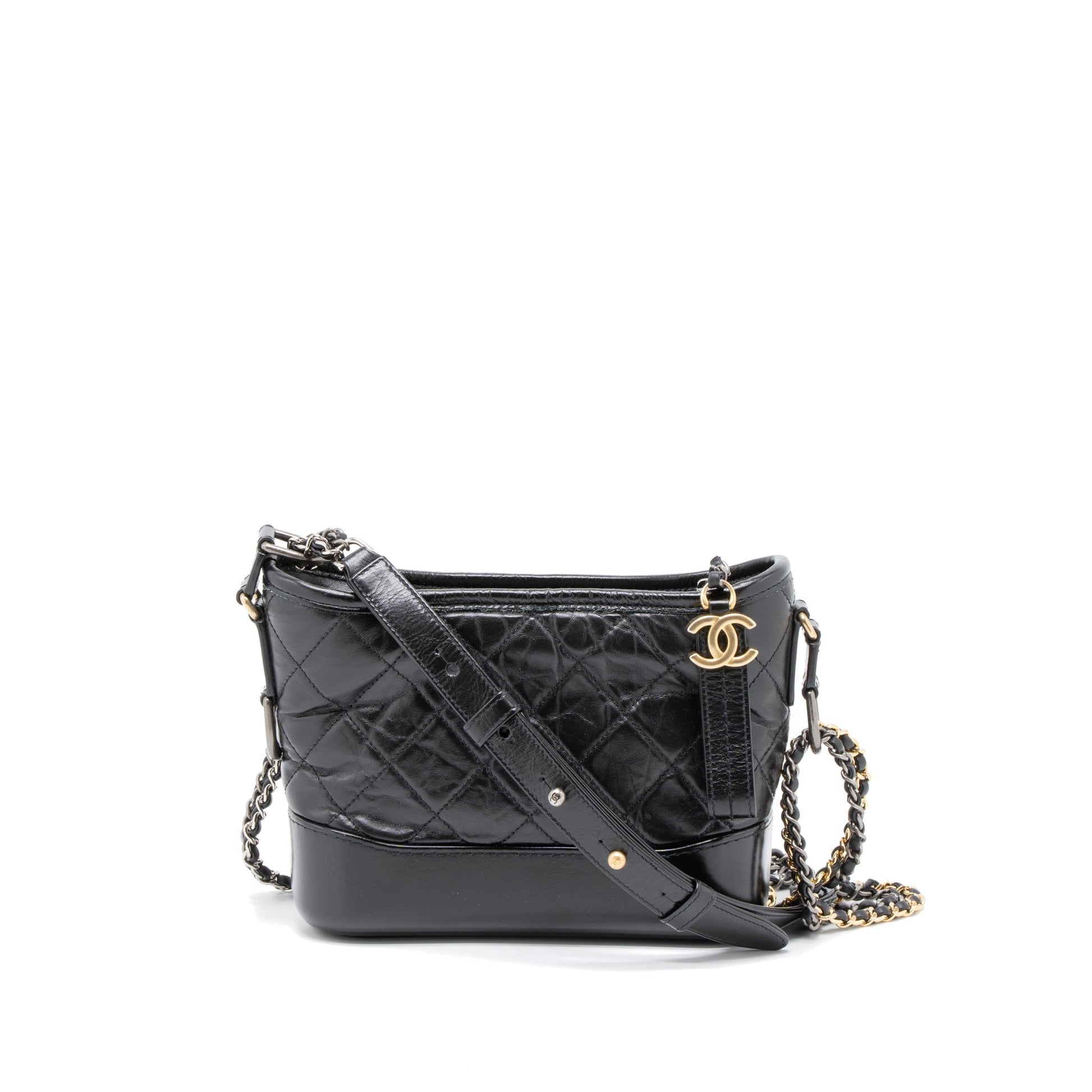 Chanel Gabrielle Hobo Aged Calfskin Hardware Multicolour Black Small Shoulder Bag