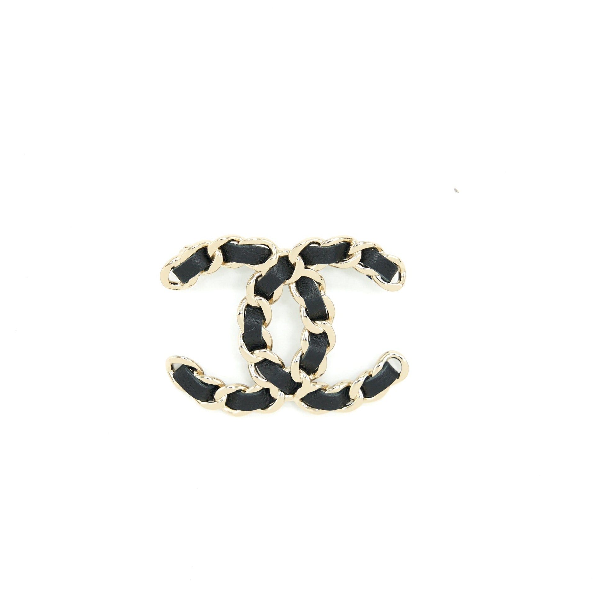 Chanel CC Logo Brooch LGHW Black Leather Handbag Lghw 3