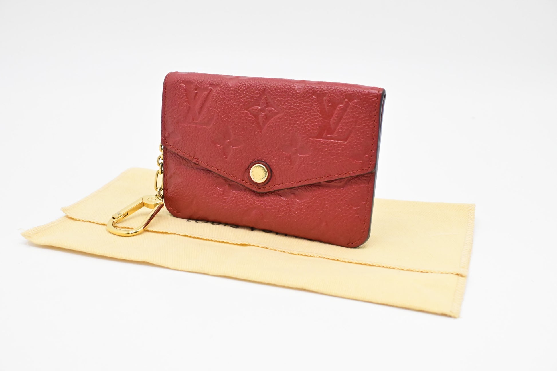 Louis Vuitton Pochette Cles Empreinte Leather Red Wallet Case