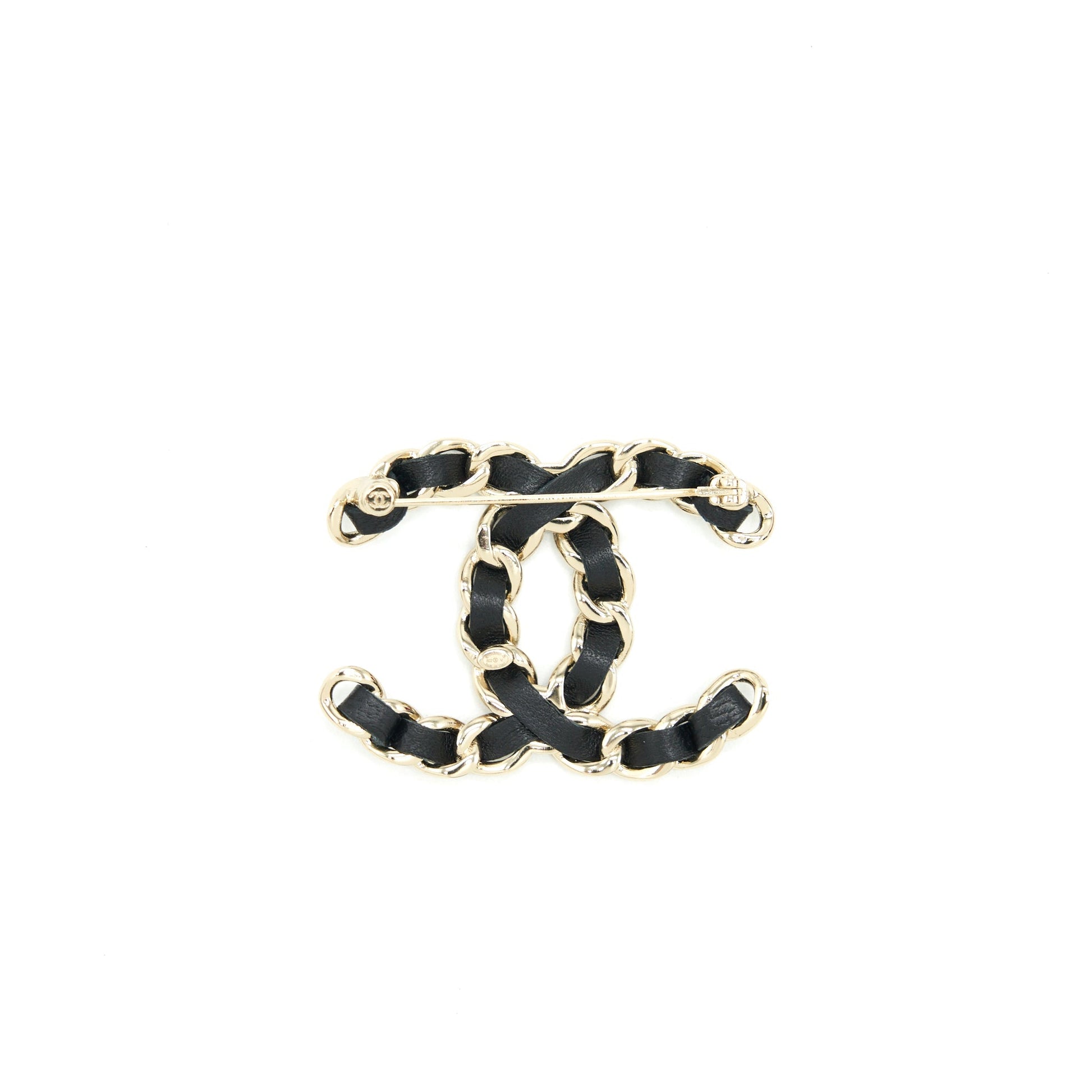 Chanel CC Logo Brooch LGHW Black Leather Handbag Lghw 3