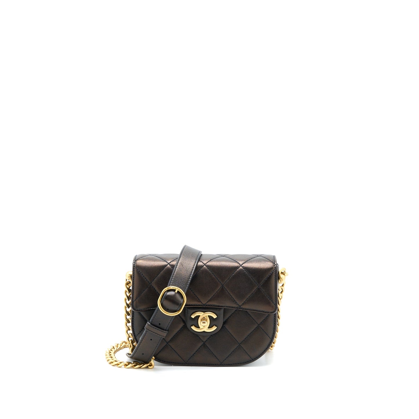 Chanel 21S Moon Messenger Calfskin GHW Black Messenger Bag
