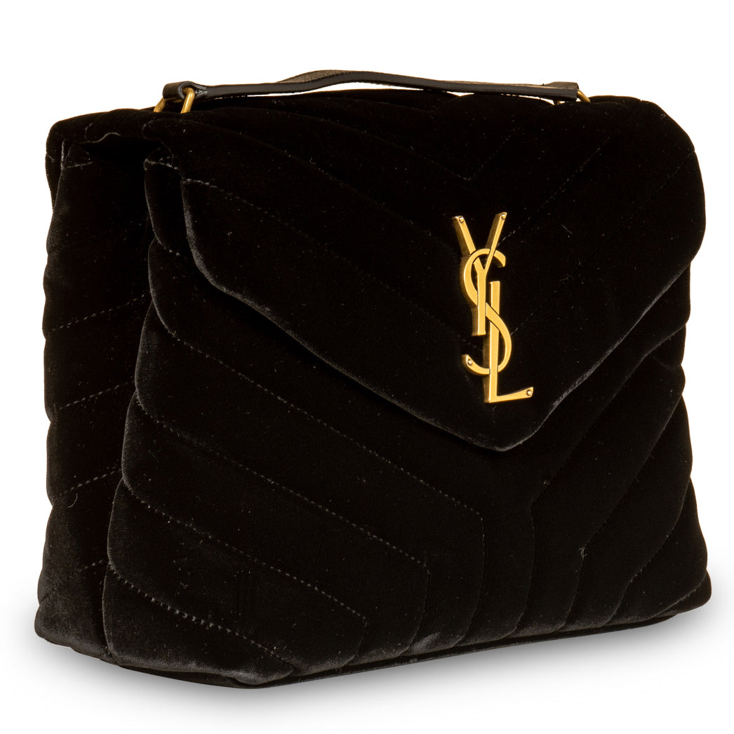 YSL Saint Laurent Loulou Velvet Crossbody Bag Small