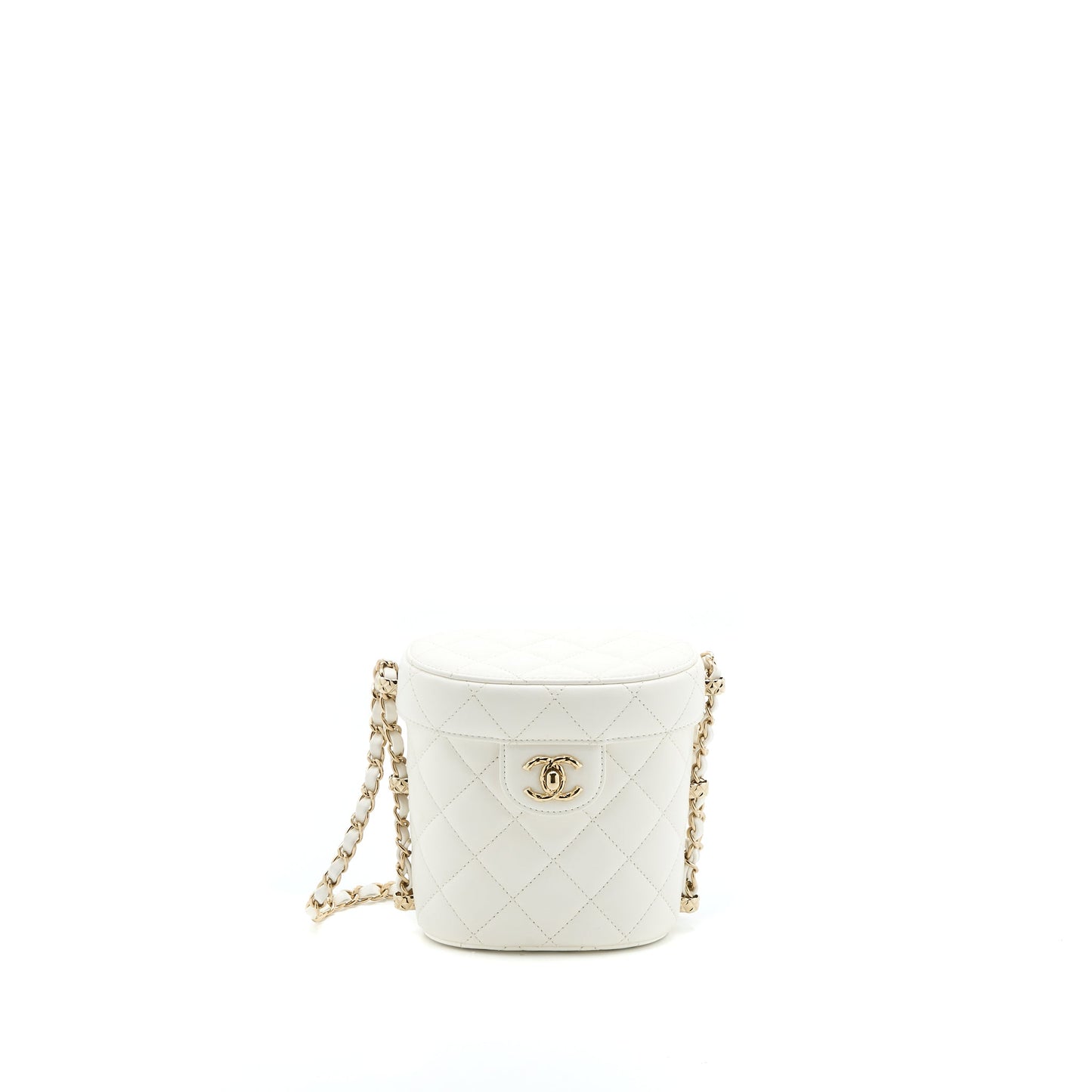 Chanel Vanity Lambskin LGHW Microchip White Small Handbag