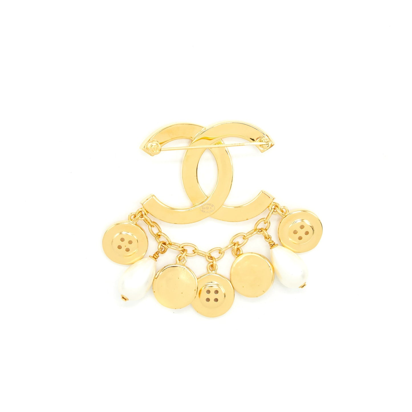 Chanel 20A Seasonal CC Logo Pearls Button Gold Handbag