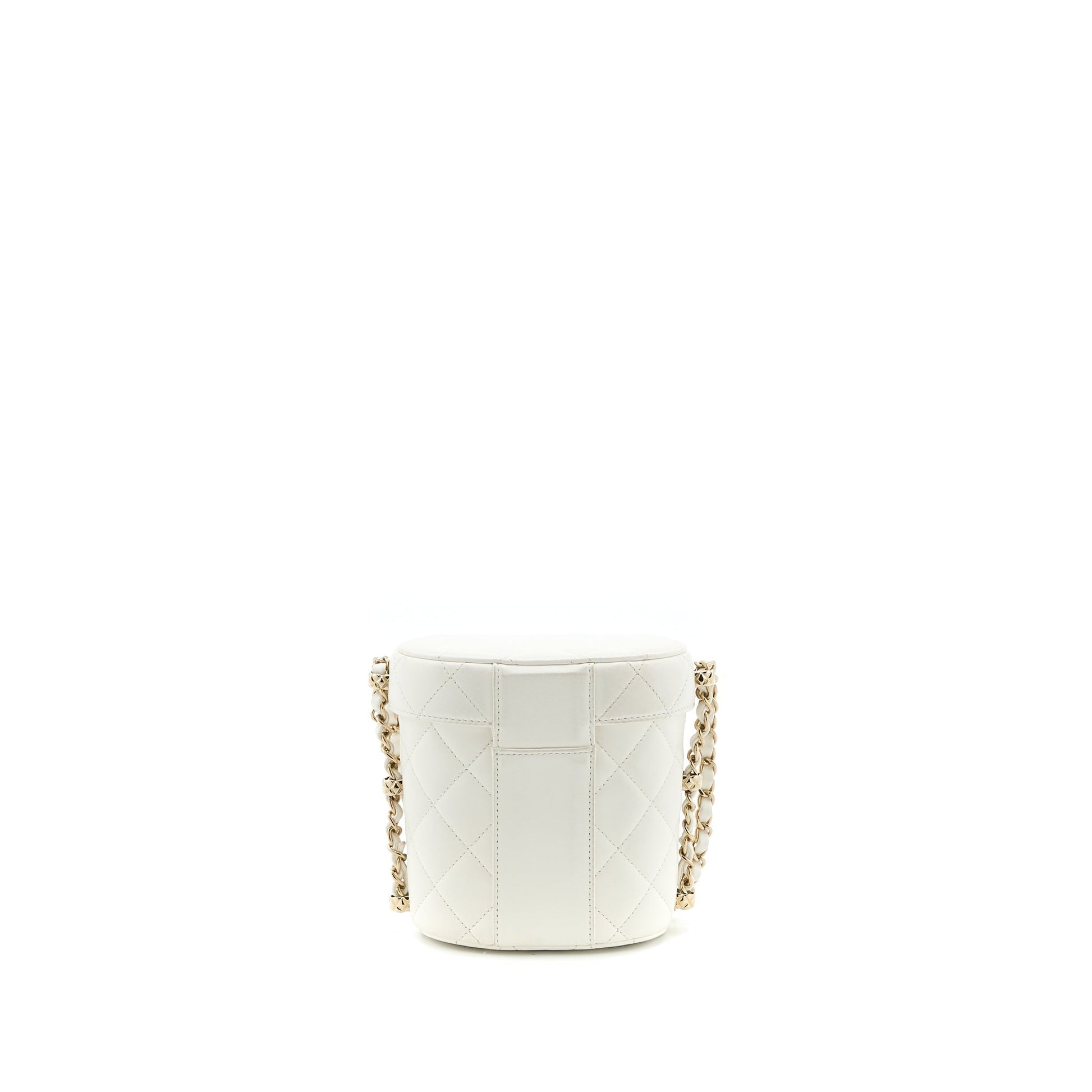 Chanel Vanity Lambskin LGHW Microchip White Small Handbag