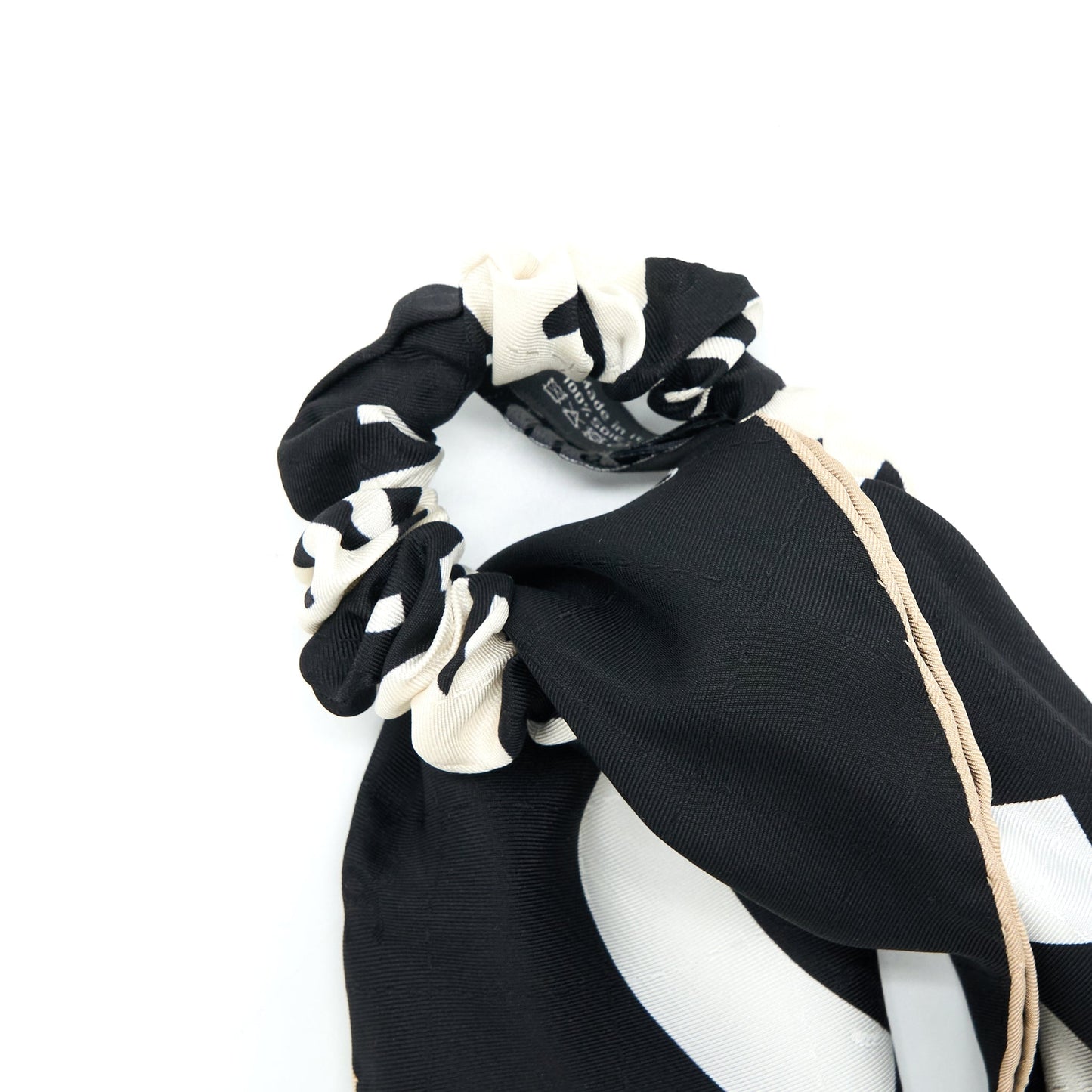 Chanel CC Logo Hair Tie Silk Twill Black White Handbag
