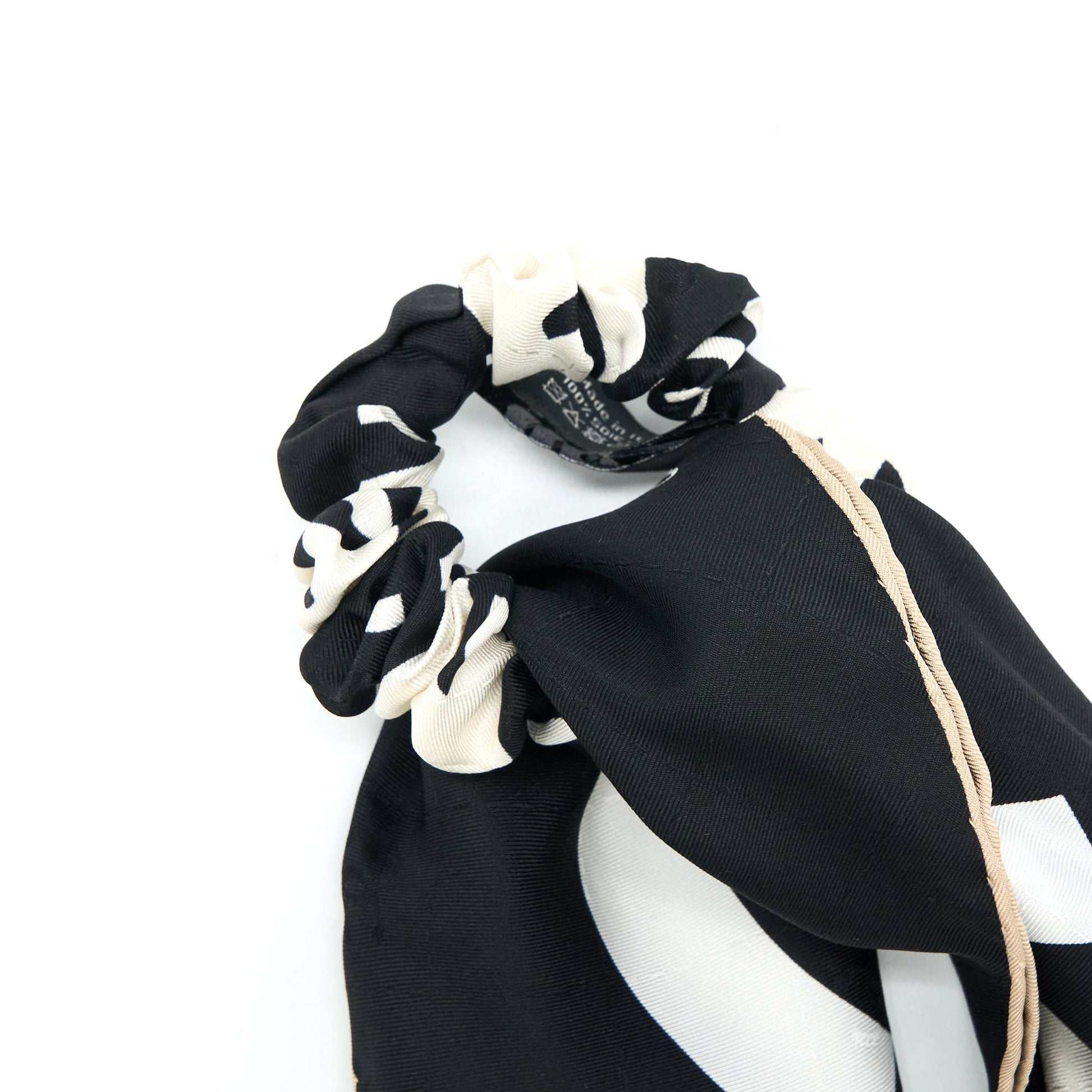 Chanel CC Logo Hair Tie Silk Twill Black White Handbag