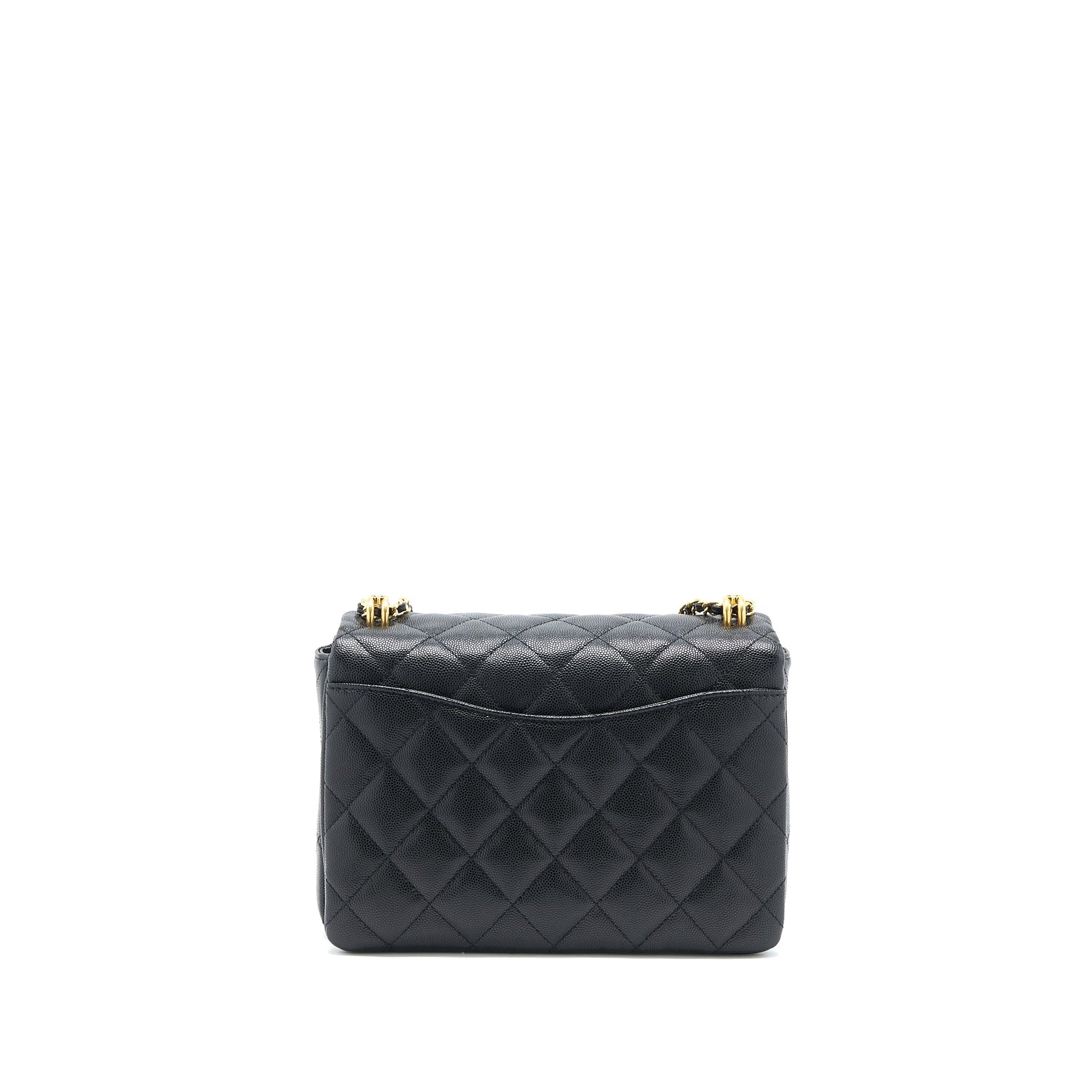 Chanel 22K Coco Caviar GHW Microchip Black Handbag