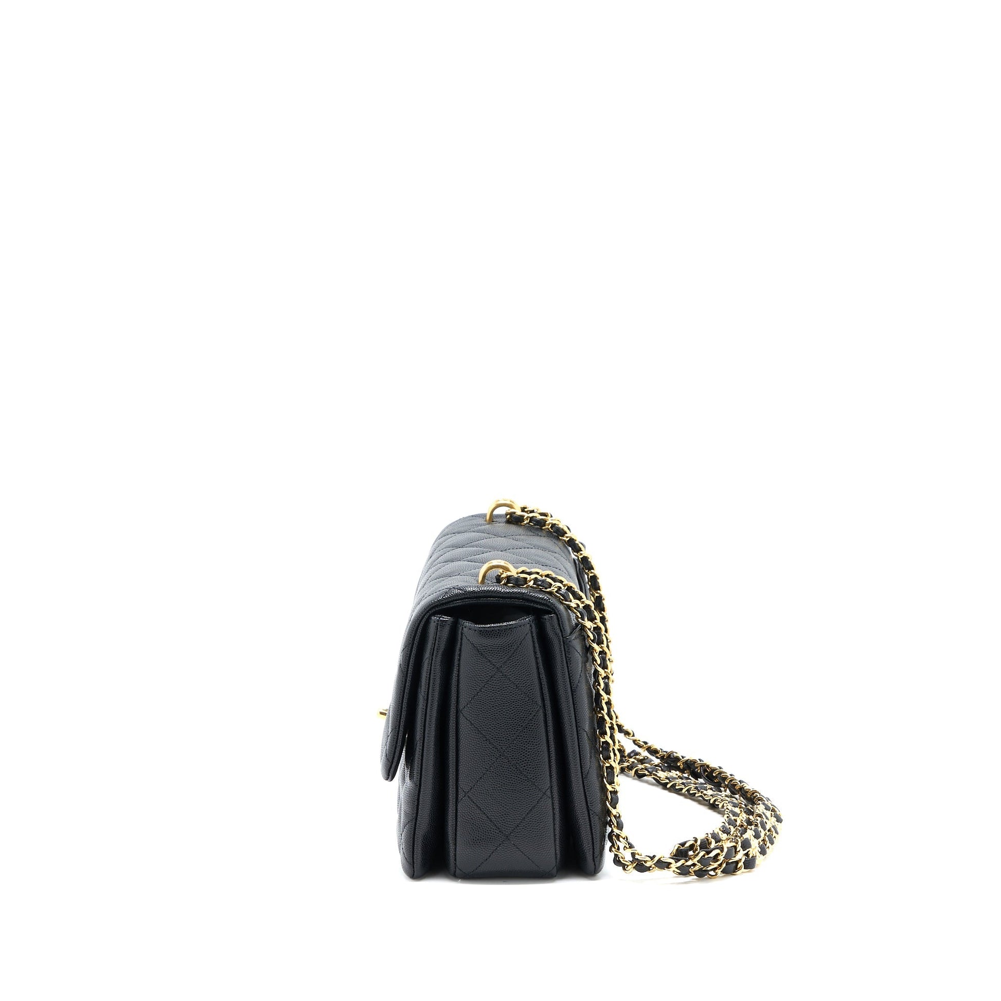 Chanel 22K Coco Caviar GHW Microchip Black Handbag