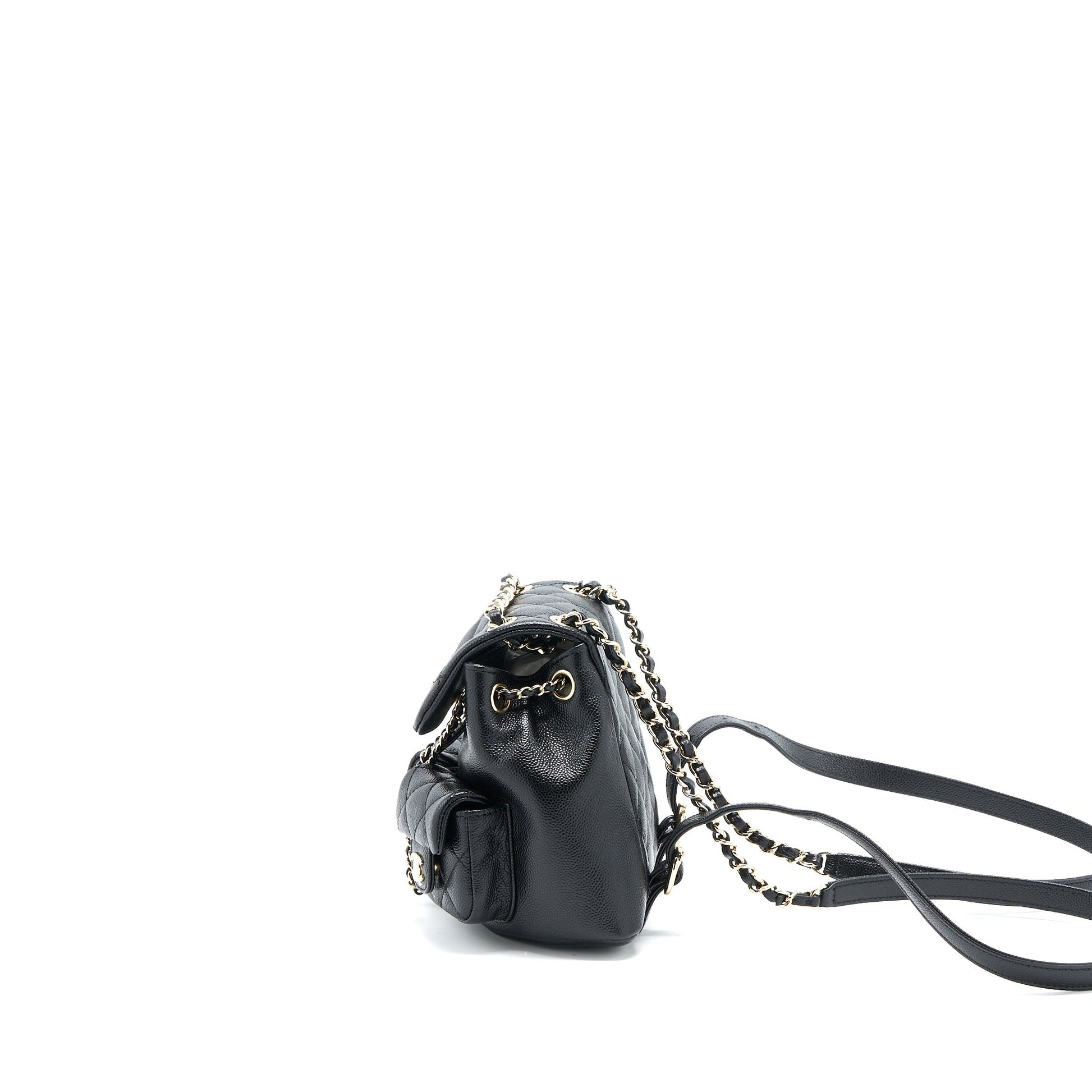 Chanel 23p Triple Pack Backpack Caviar LGHW Black Lghw Microchip