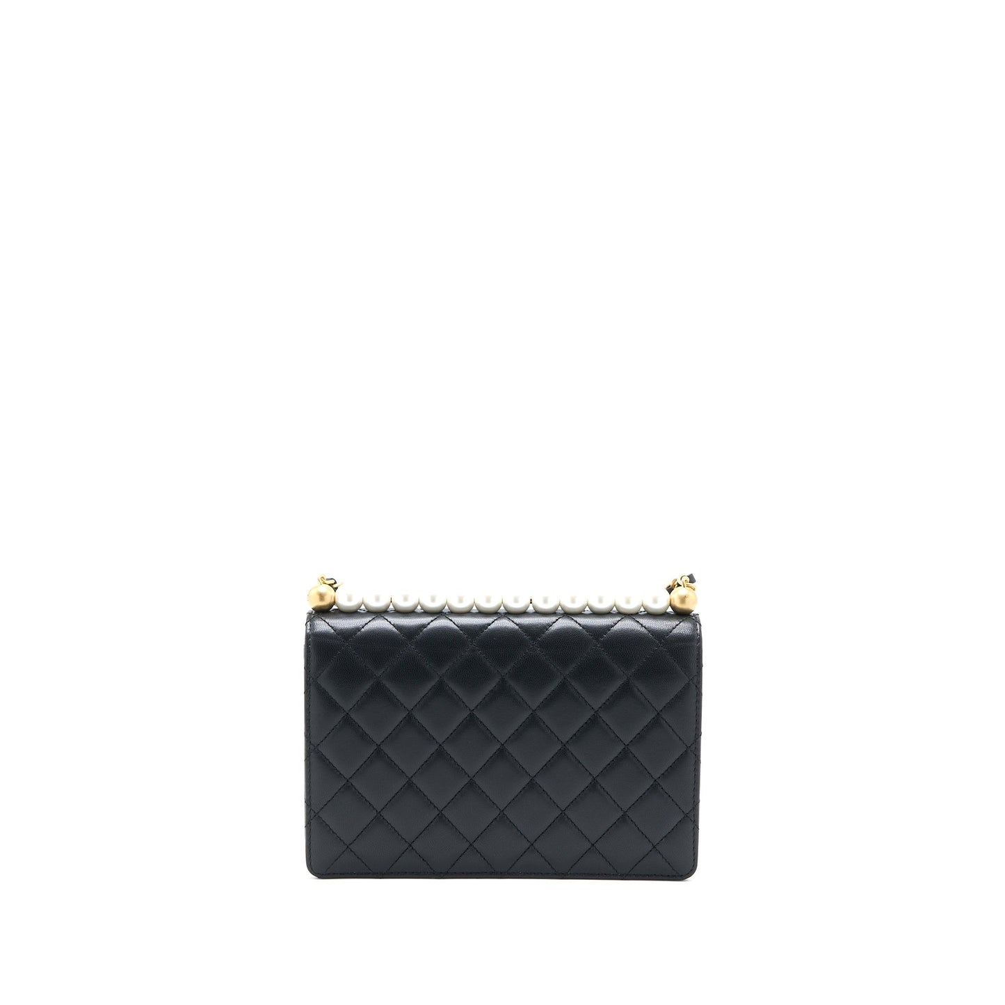 Chanel 20C Pearl Flap Goatskin GHW Black Shoulder Bag
