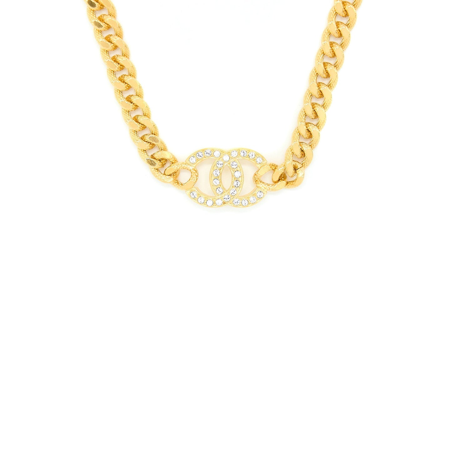Chanel CC Logo Choker Crystal Tone Gold Handbag