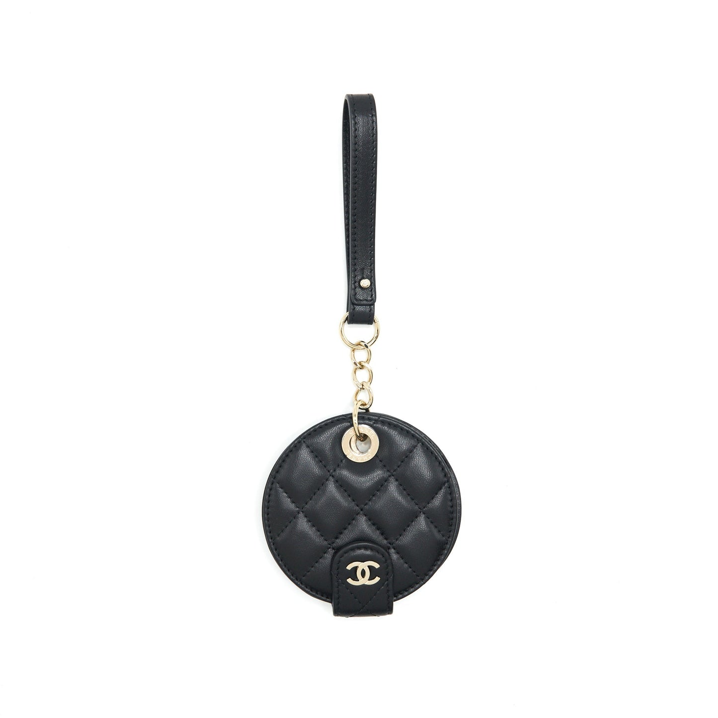 Chanel Quilted Luggage Tag Lambskin LGHW Black Leather Handbag