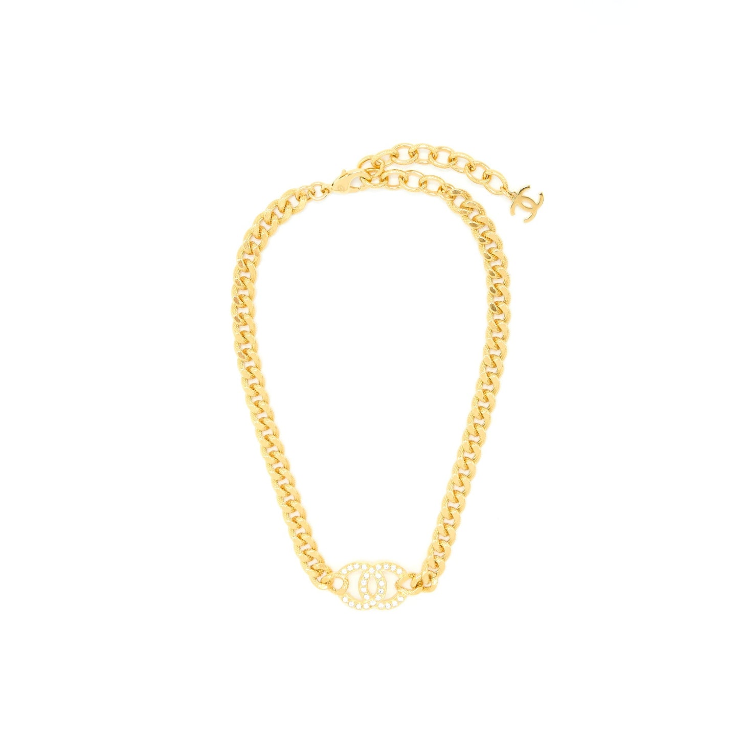 Chanel CC Logo Choker Crystal Tone Gold Handbag