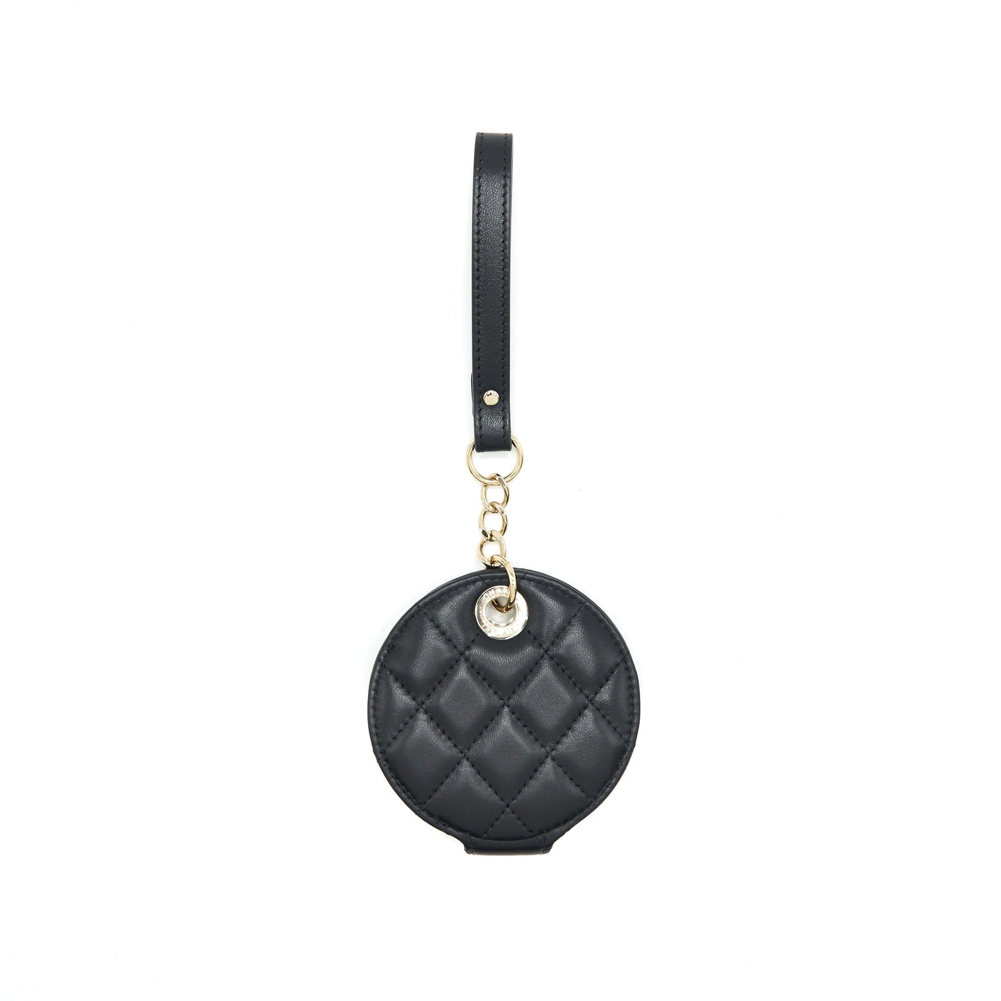 Chanel Quilted Luggage Tag Lambskin LGHW Black Leather Handbag