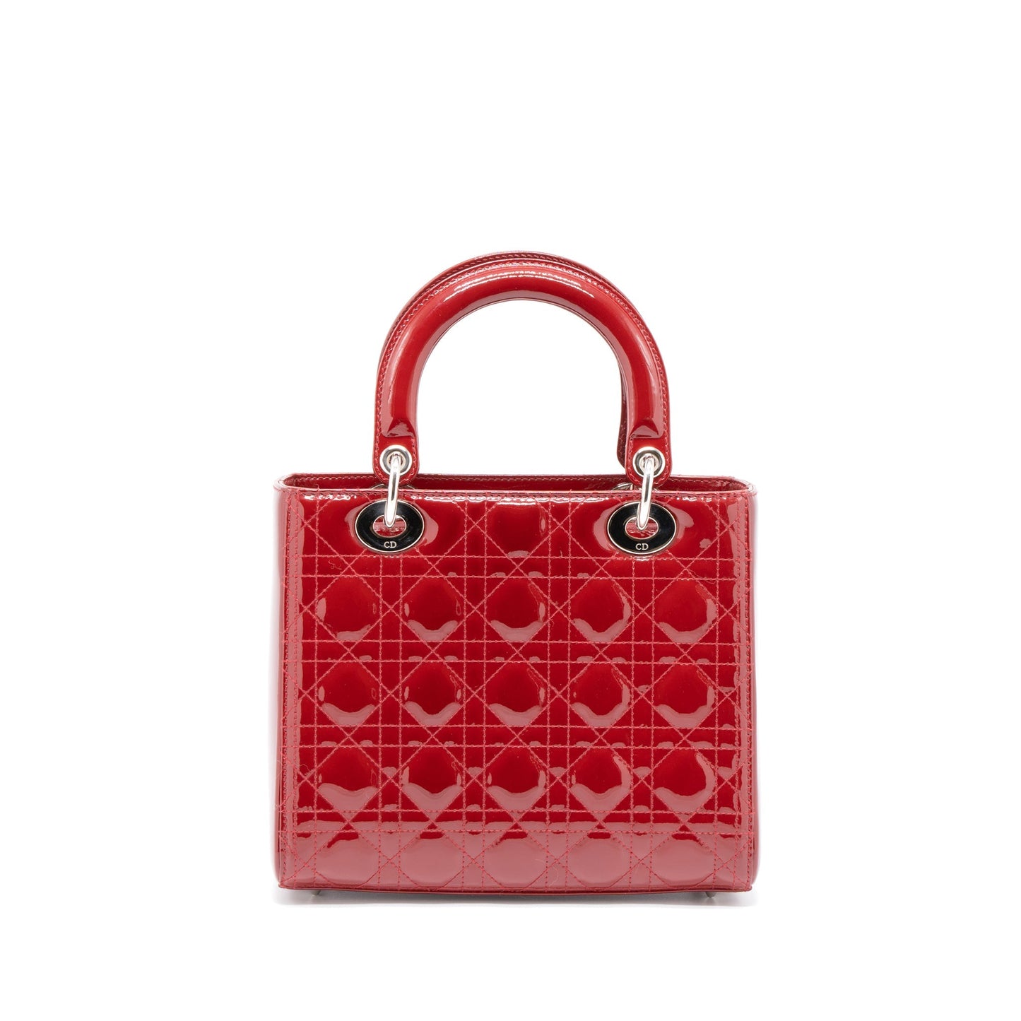 Dior Lady Patent Handbag Leather Red Travel Bag Red Handbag