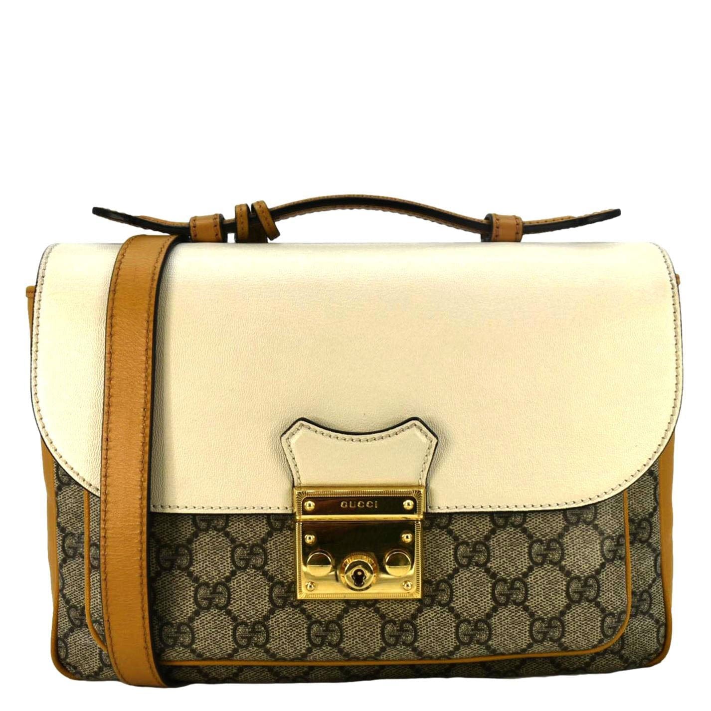 Gucci Padlock Shoulder Bag Canvas Beige