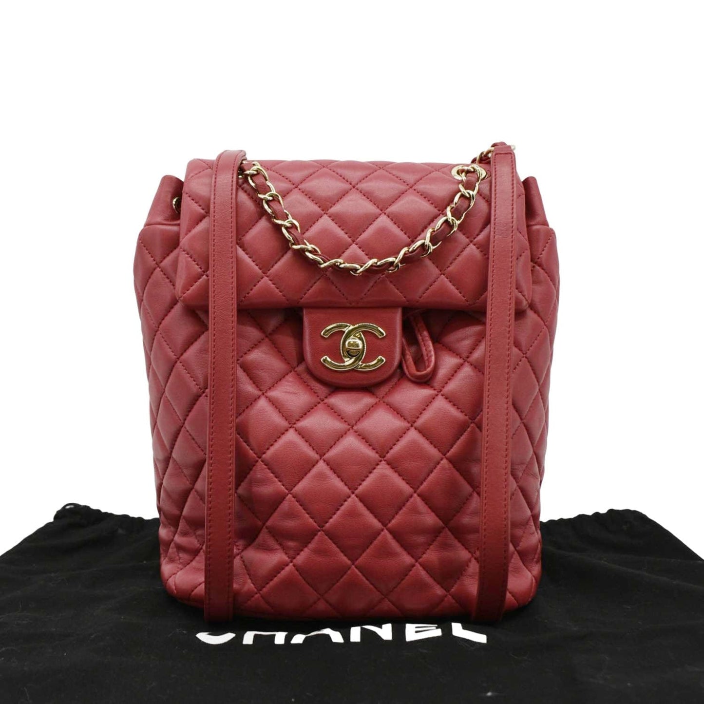 Chanel Urban Spirit Quilted Backpack Leather Red Travel Bag Backpack Red