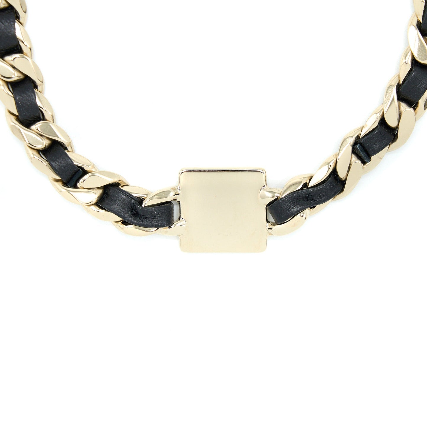 Chanel CC Logo Choker Light Tone Enamel Gold Leather Handbag