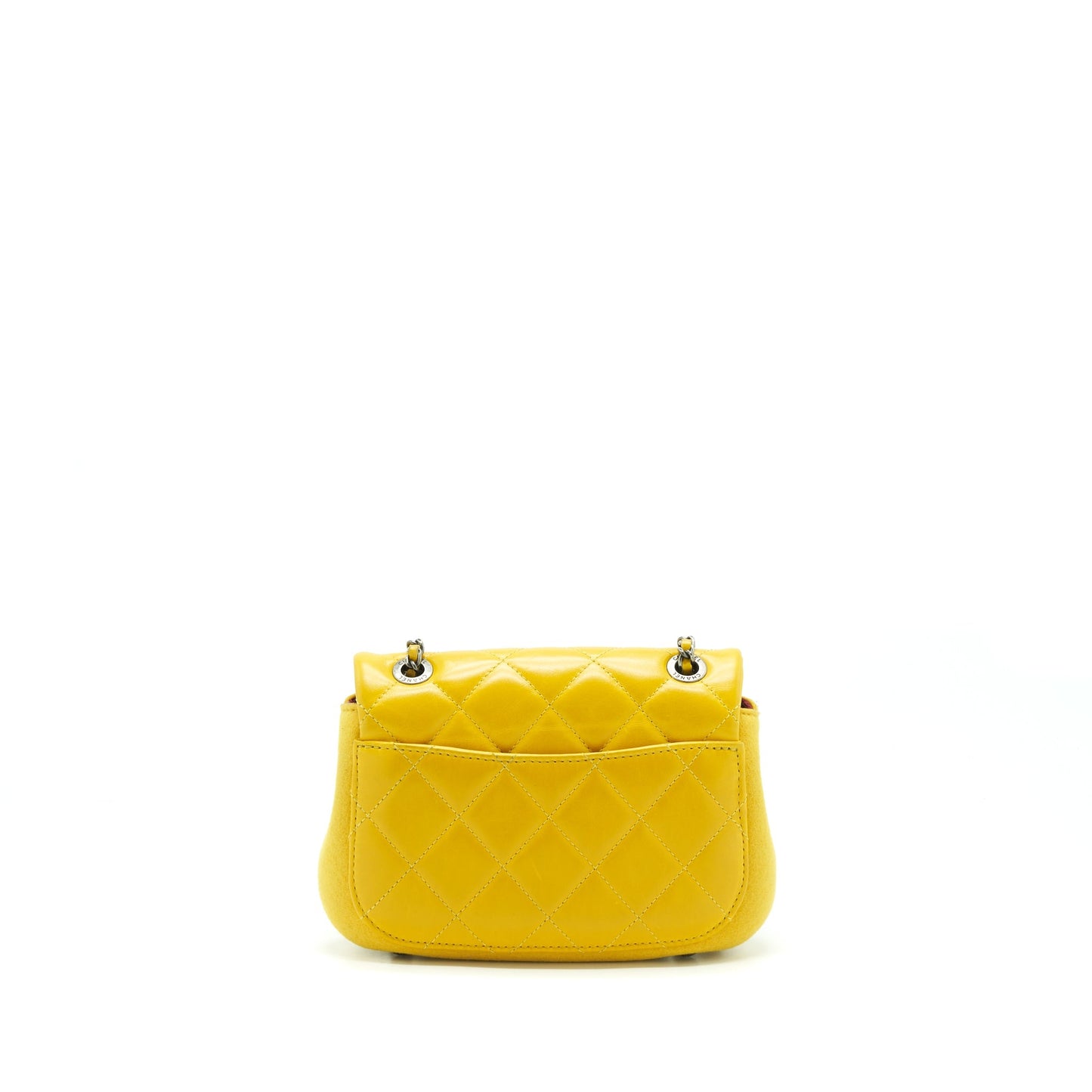Chanel Seasonal Limited Flap Fabric Yellow Ruthenium Leather Shoulder Bag