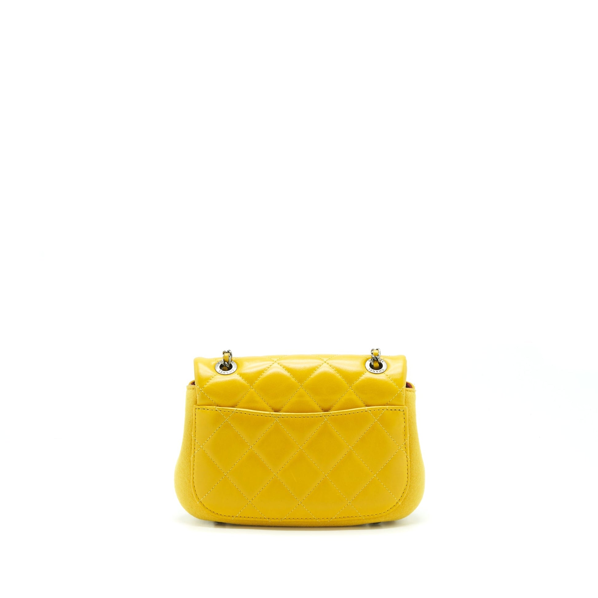 Chanel Seasonal Limited Flap Fabric Yellow Ruthenium Leather Shoulder Bag
