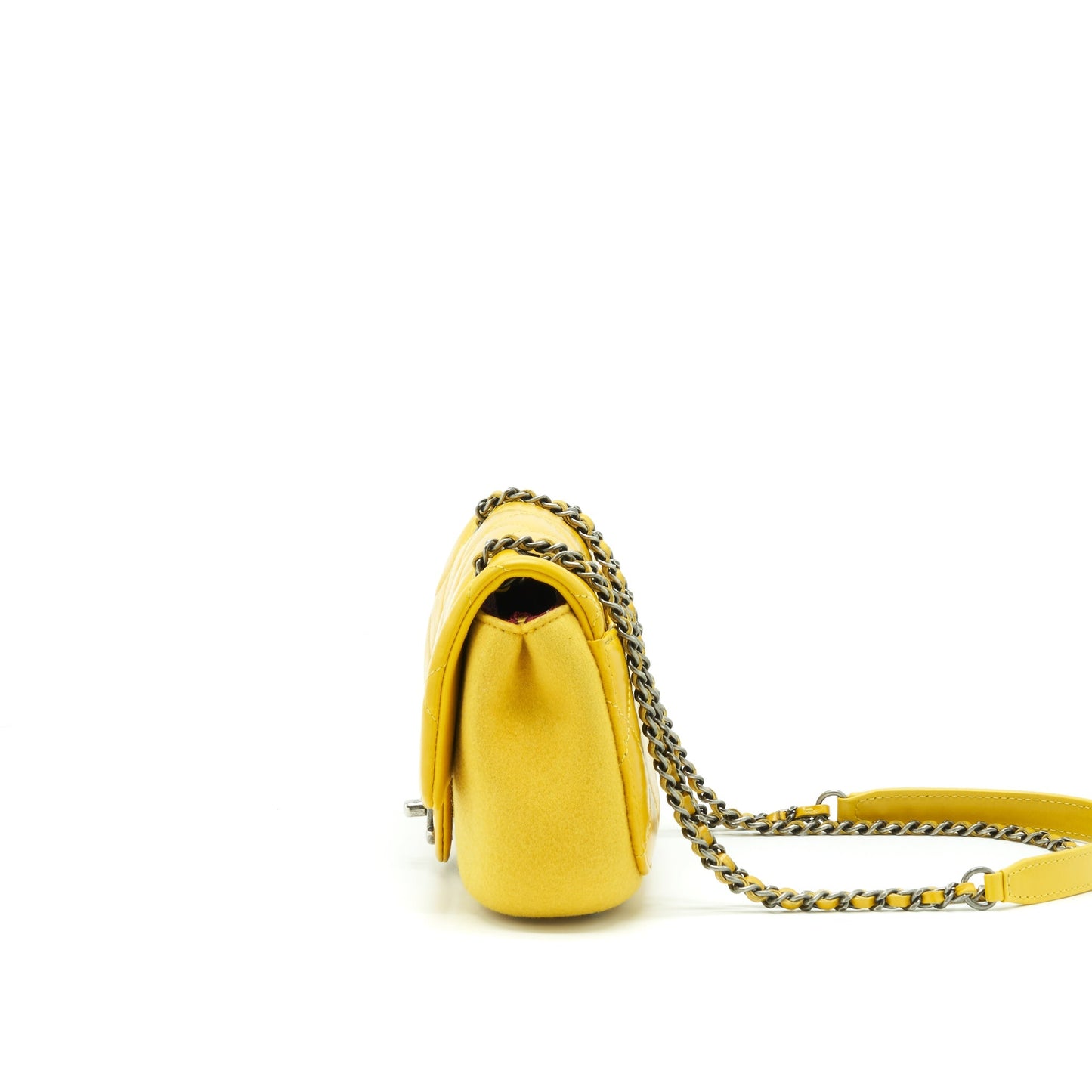 Chanel Seasonal Limited Flap Fabric Yellow Ruthenium Leather Shoulder Bag