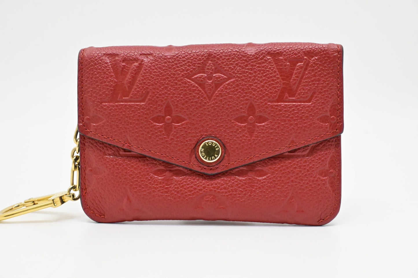 Louis Vuitton Pochette Cles Empreinte Leather Red Wallet Case