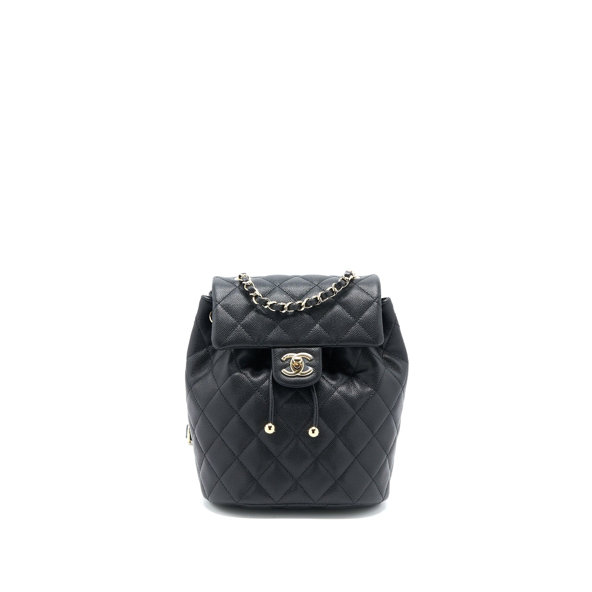 Chanel 23p Flap Backpack Caviar LGHW Microchip Black
