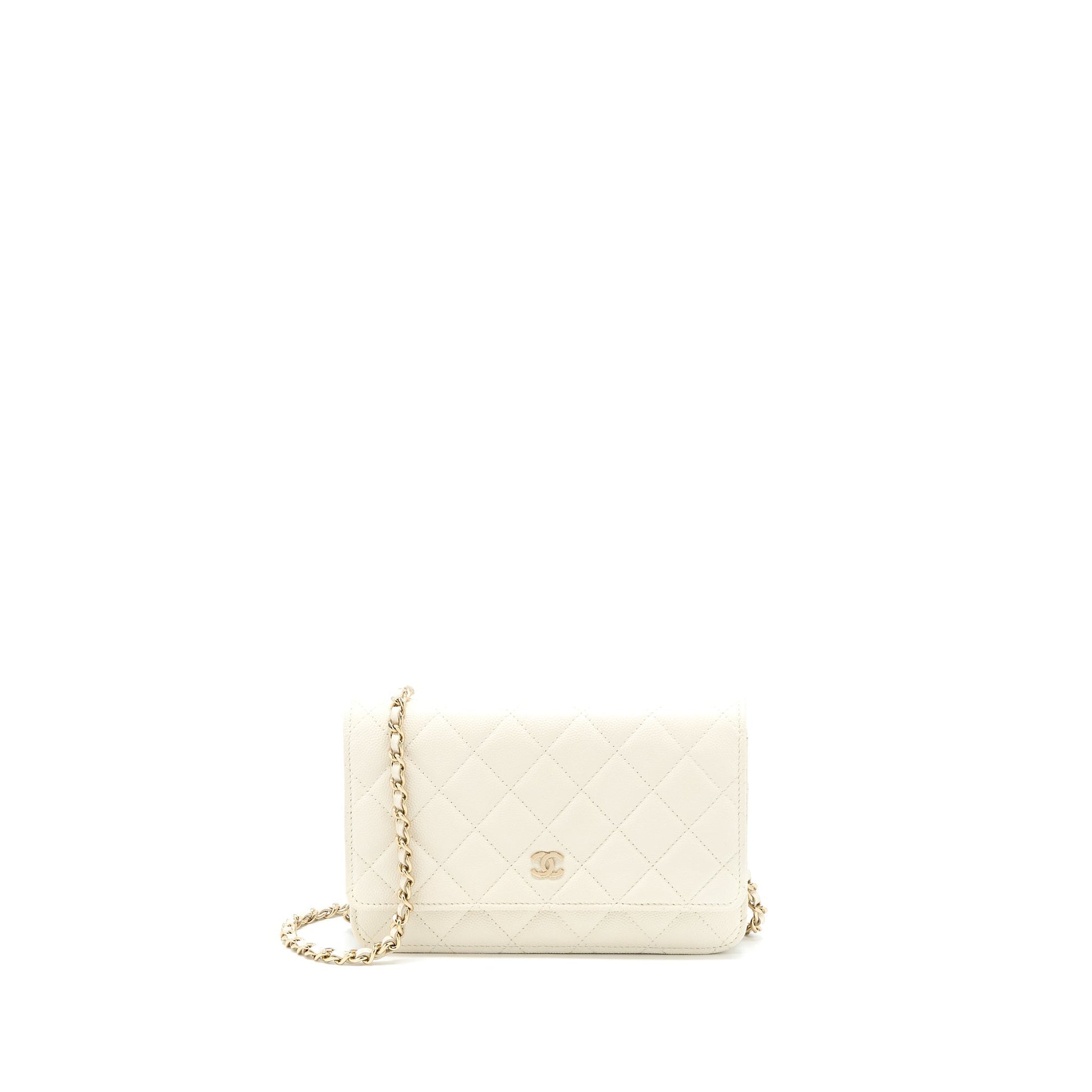 Chanel Classic On Caviar LGHW Microchip White Wallet Case Microchip 2