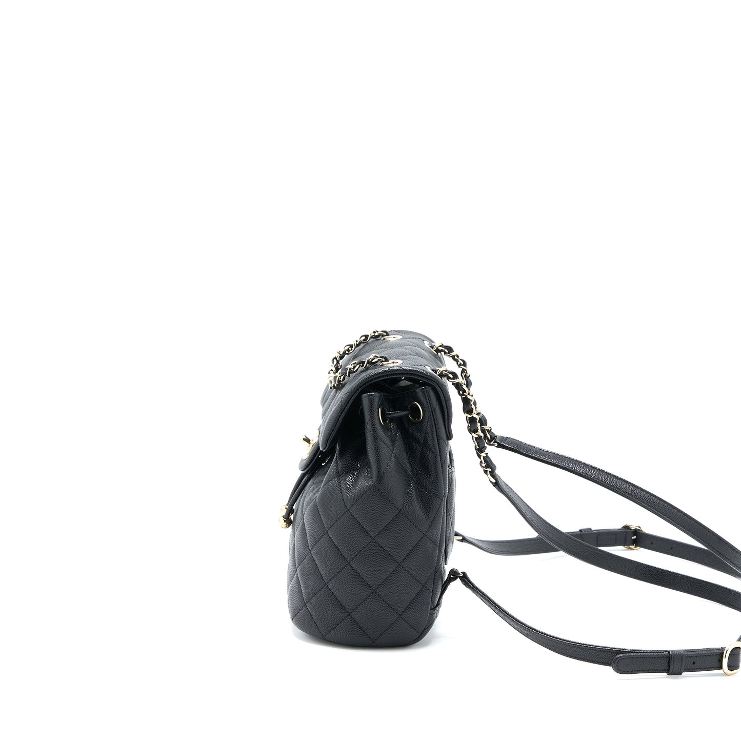 Chanel 23p Flap Backpack Caviar LGHW Microchip Black