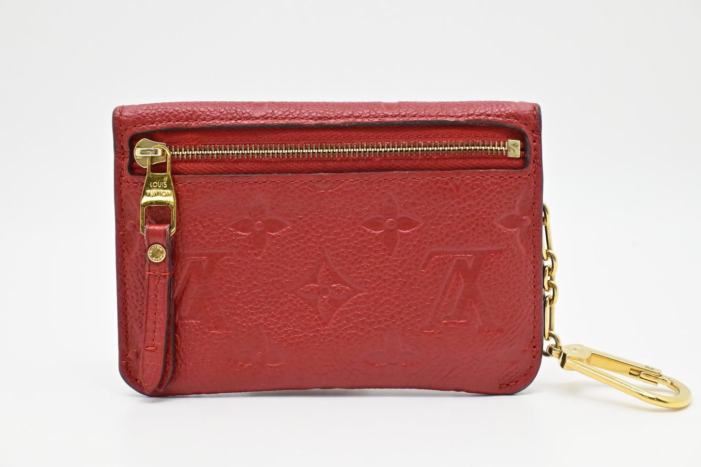 Louis Vuitton Pochette Cles Empreinte Leather Red Wallet Case