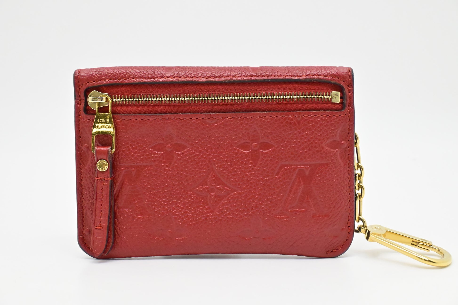 Louis Vuitton Pochette Cles Empreinte Leather Red Wallet Case
