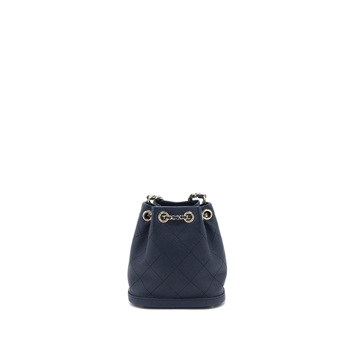 Chanel Drawstring Bucket Lambskin Navy GHW Jewelry