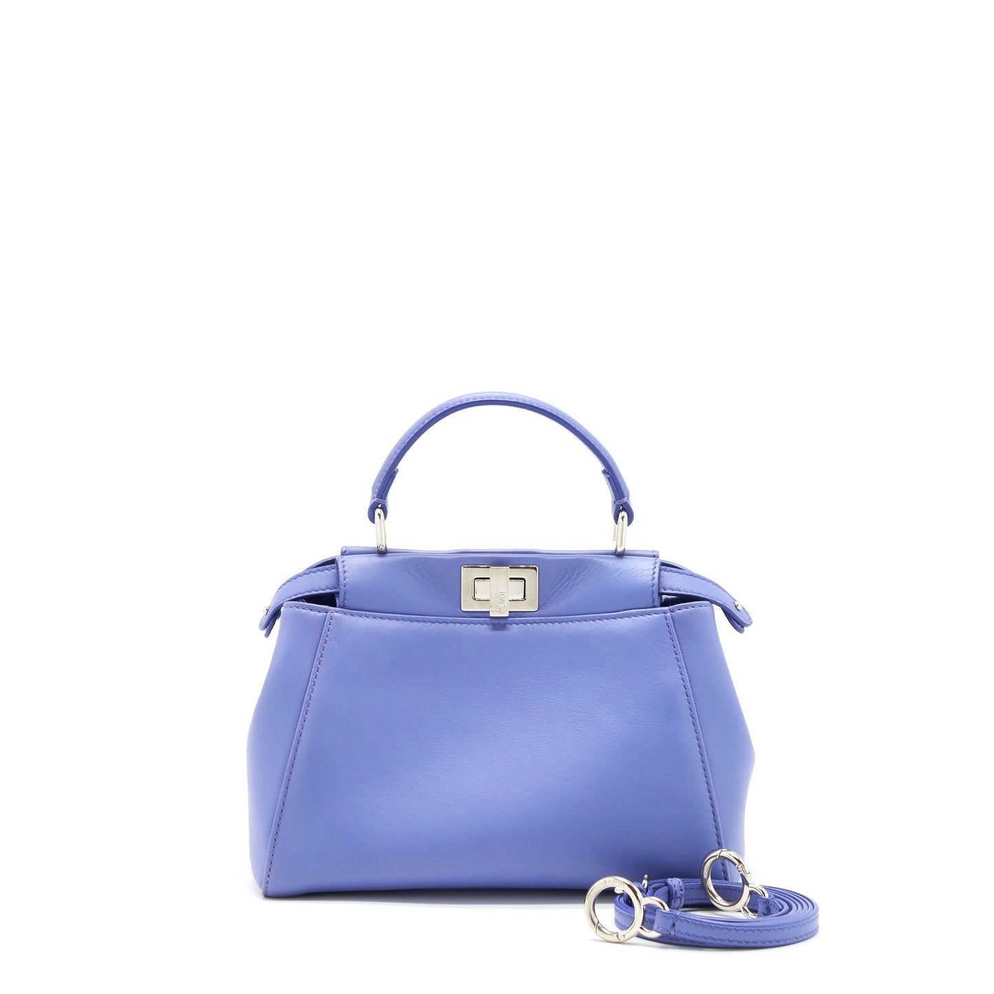 Fendi Peekaboo Handbag Lambskin Purple Small Travel Bag