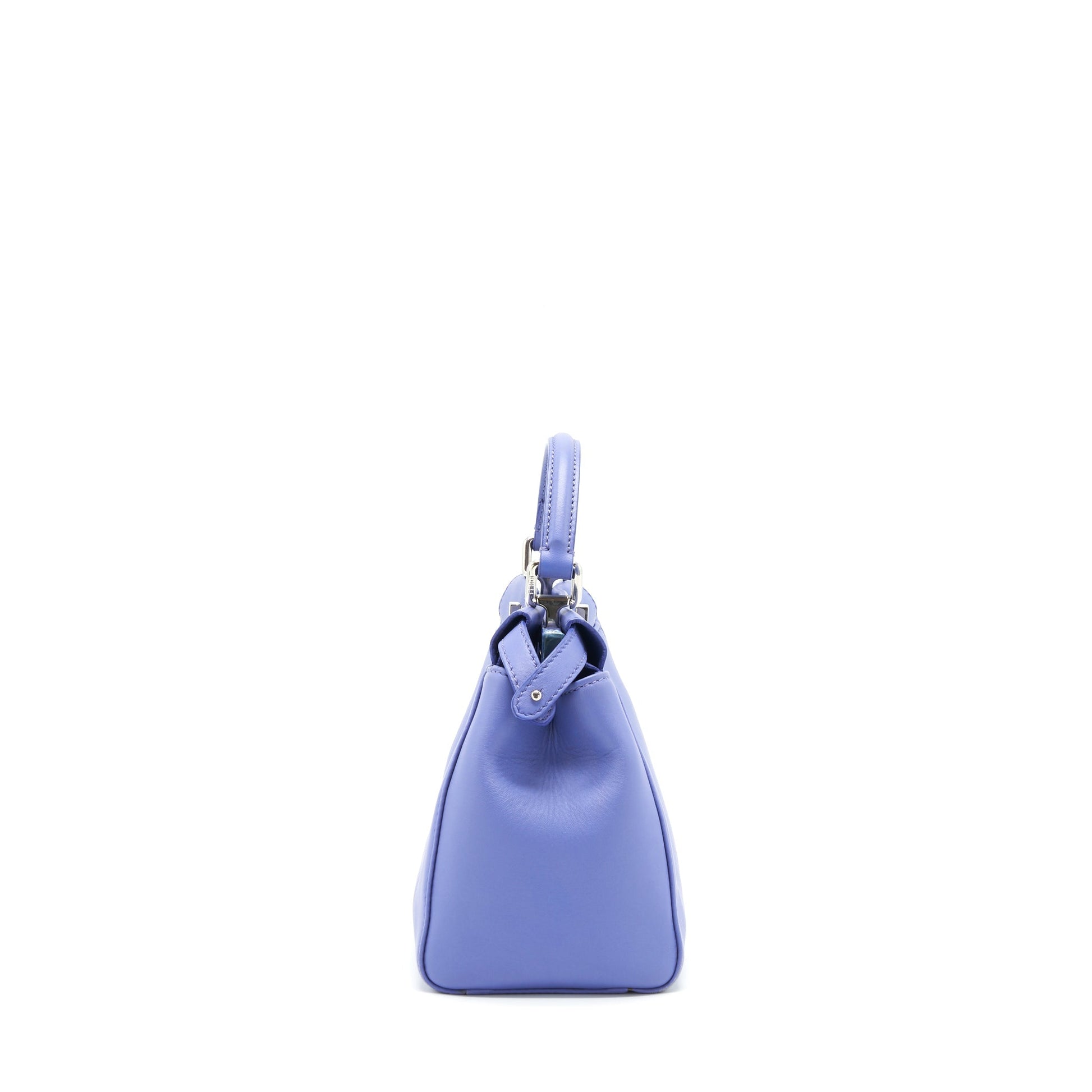 Fendi Peekaboo Handbag Lambskin Purple Small Travel Bag