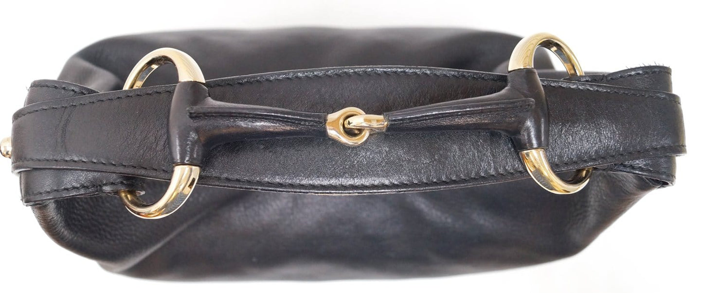Gucci Horsebit Hobo Bag Leather Black Shoulder Bag