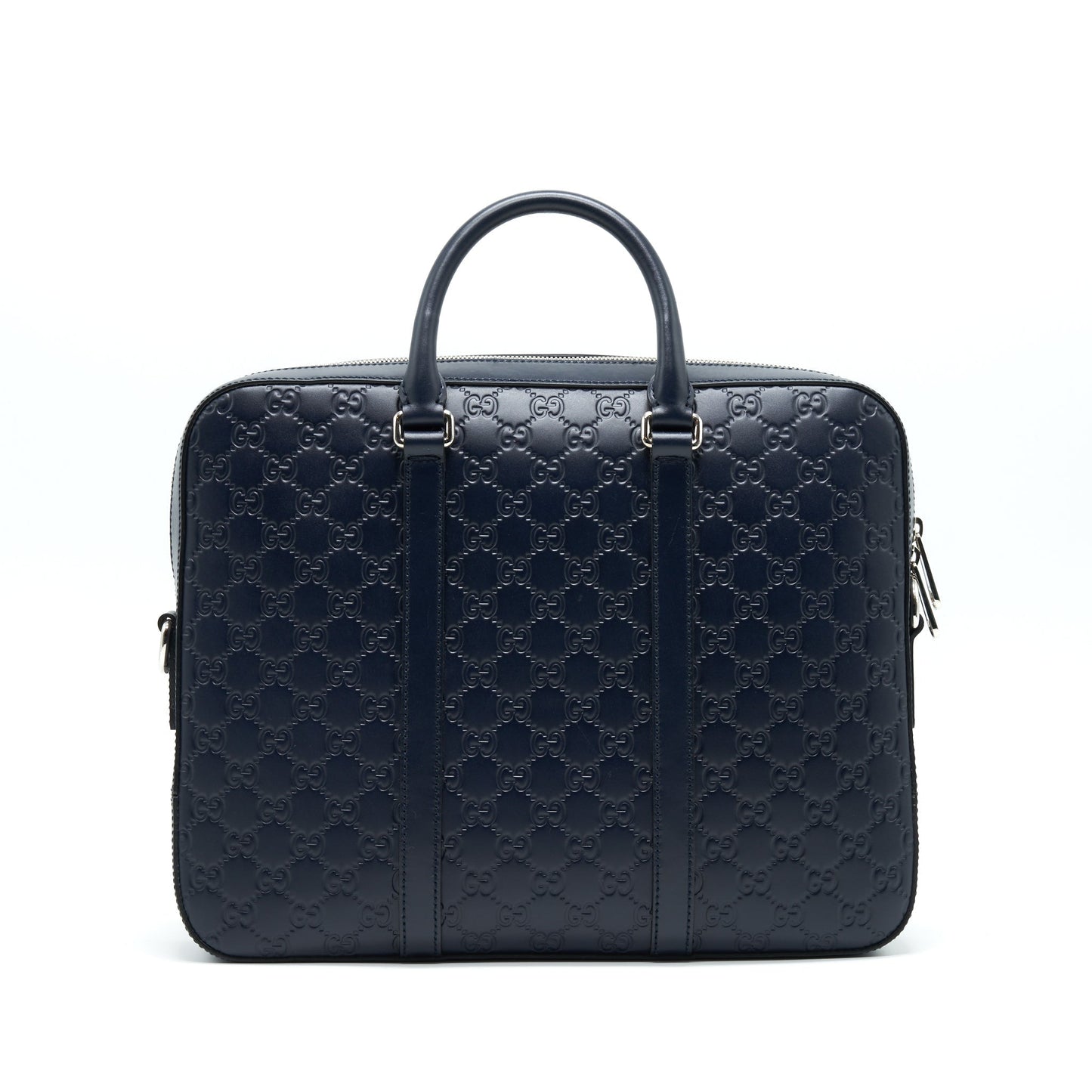 Gucci Men Briefcase Navy Handbag Leather Travel Bag