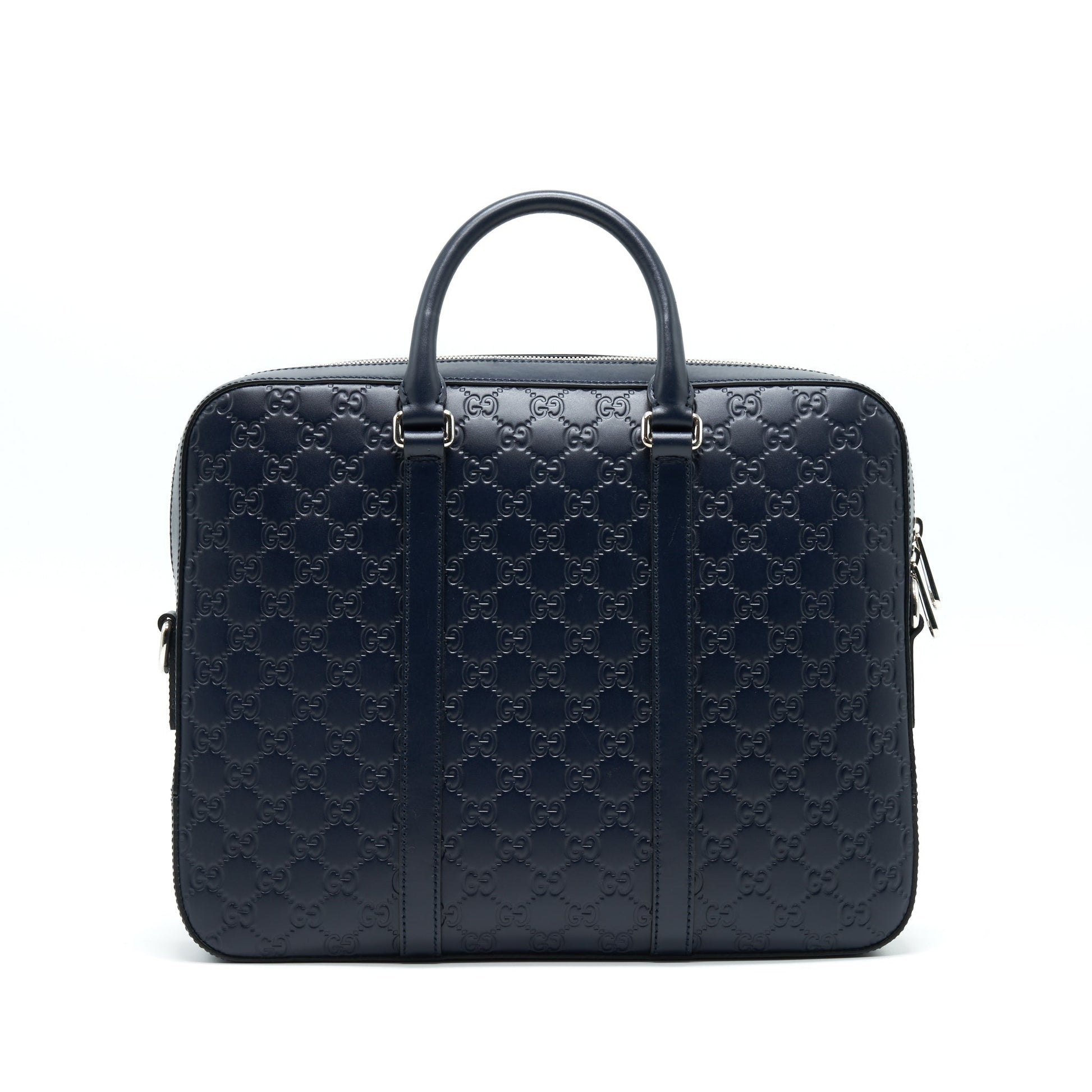 Gucci Men Briefcase Navy Handbag Leather Travel Bag