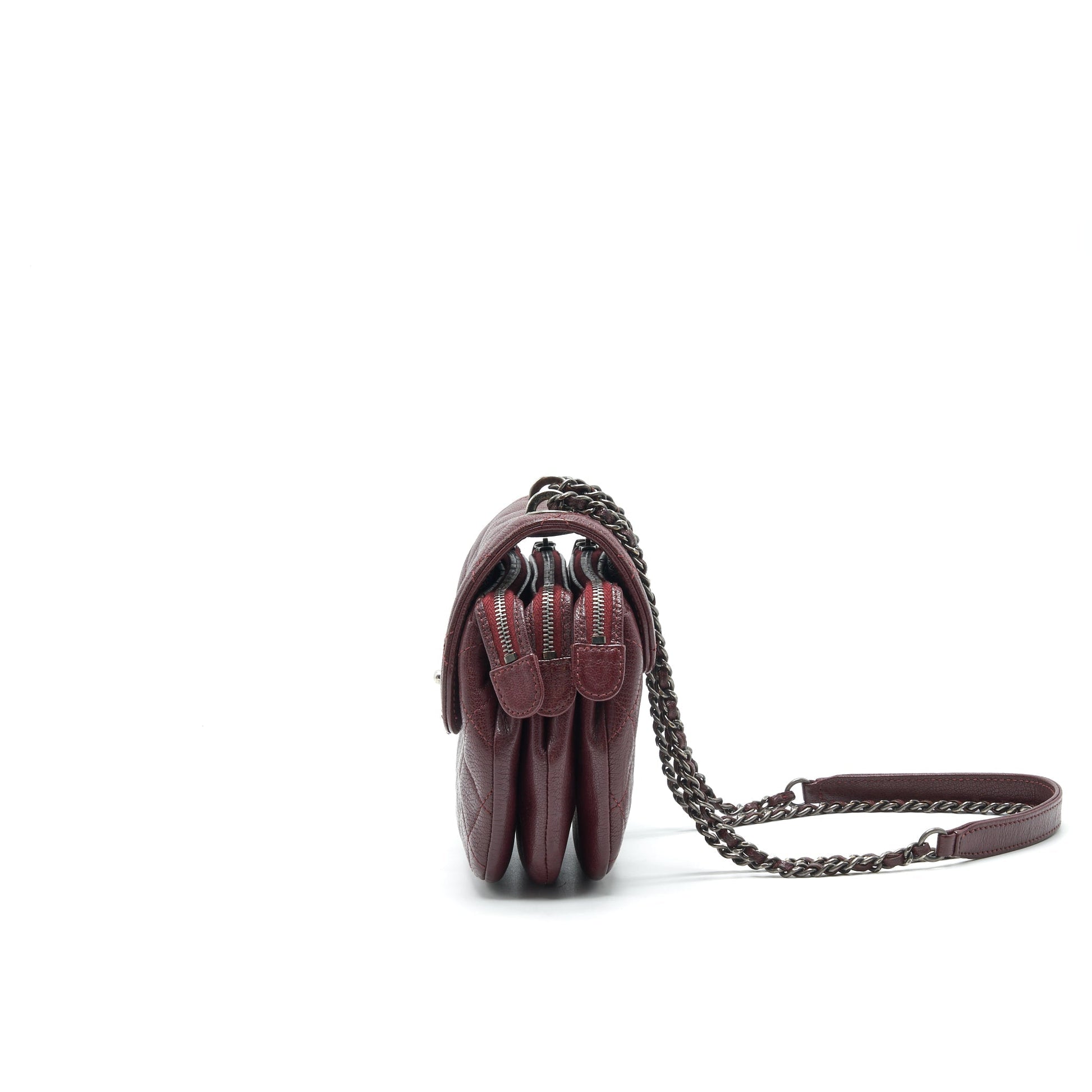 CHANEL Small Flap Bag With Chain Burgundy SHW
