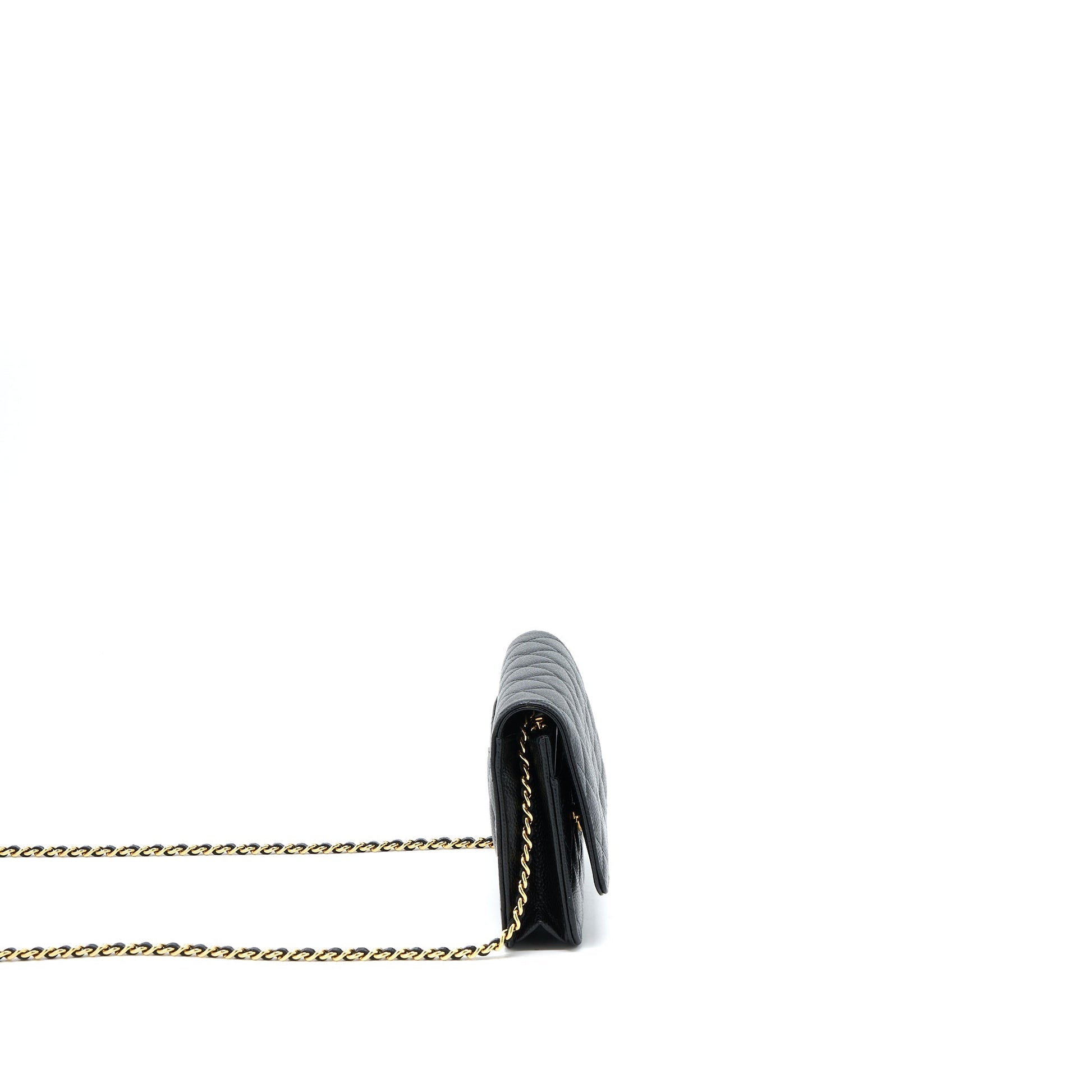 Chanel Classic On Caviar GHW Microchip Black Wallet Case Microchip 16