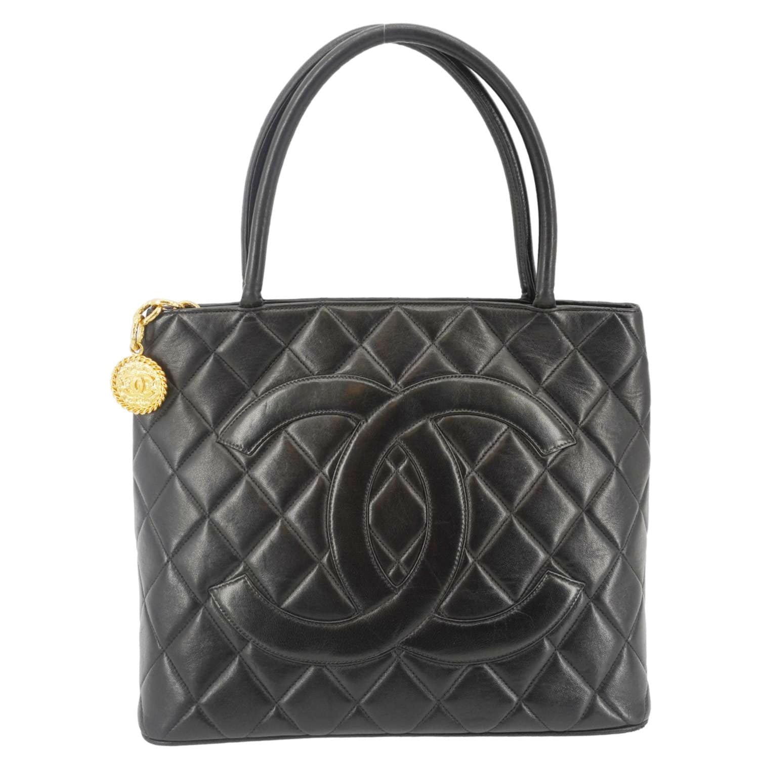 Chanel Medallion Quilted Leather Black Travel Bag