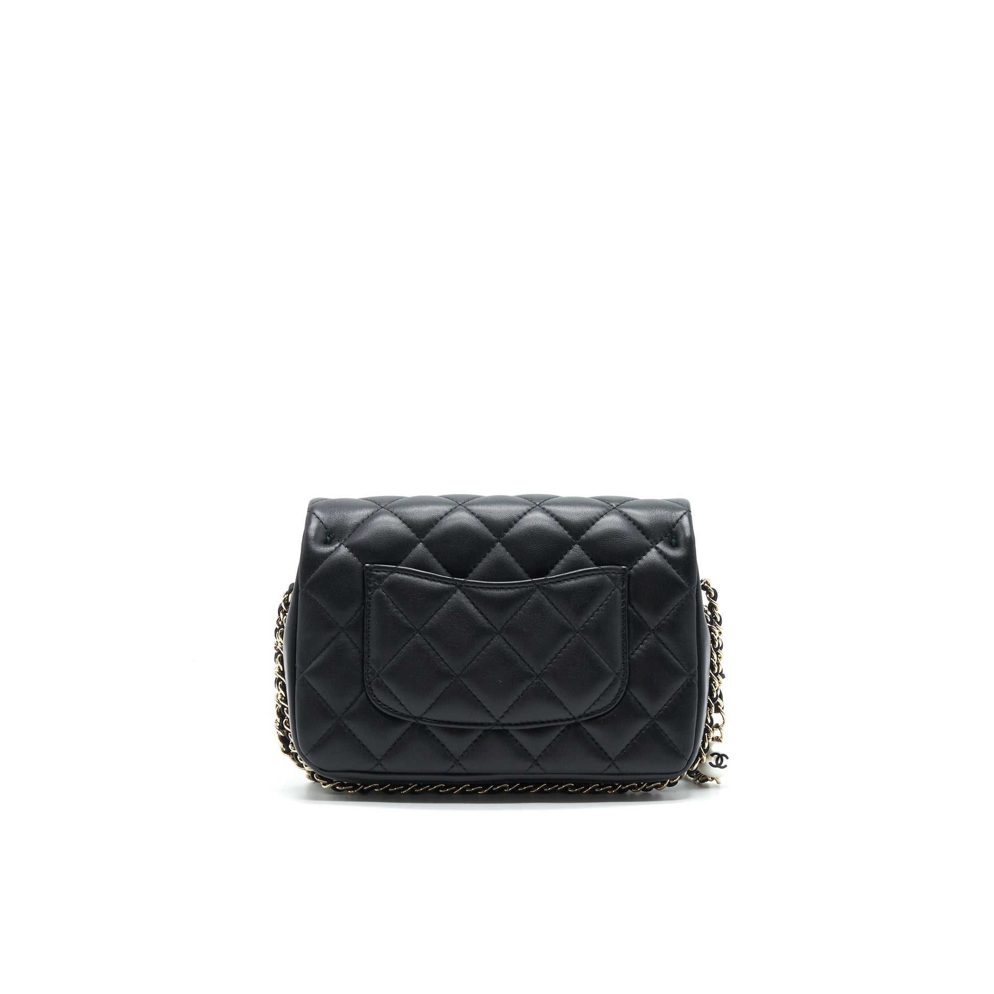 Chanel Logo Pearl Flap GHW Shoulder Bag