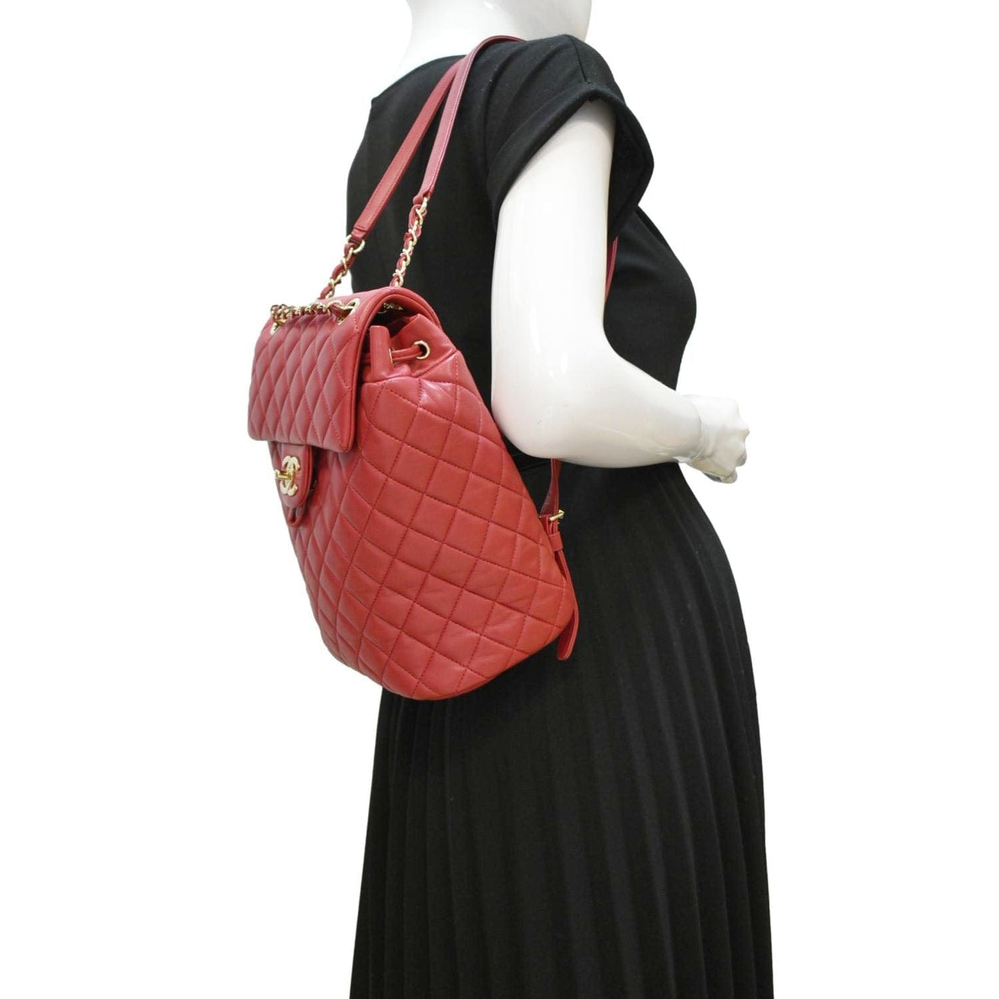 Chanel Urban Spirit Quilted Backpack Leather Red Travel Bag Backpack Red