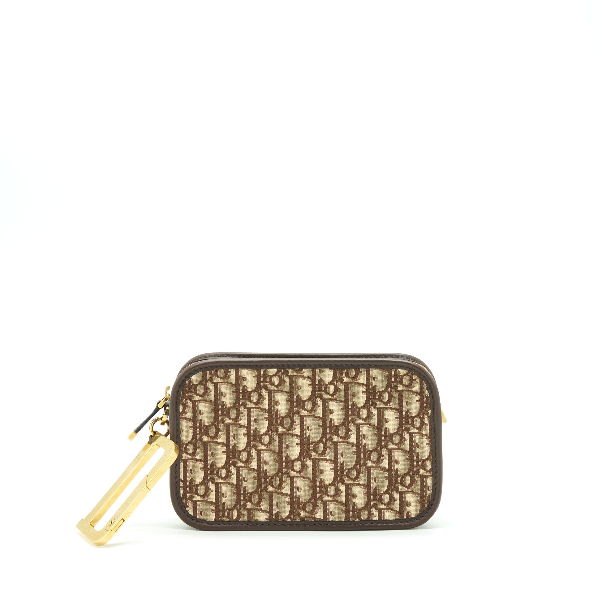Dior quake Pouch Oblique Handbag Canvas Brown Travel Bag